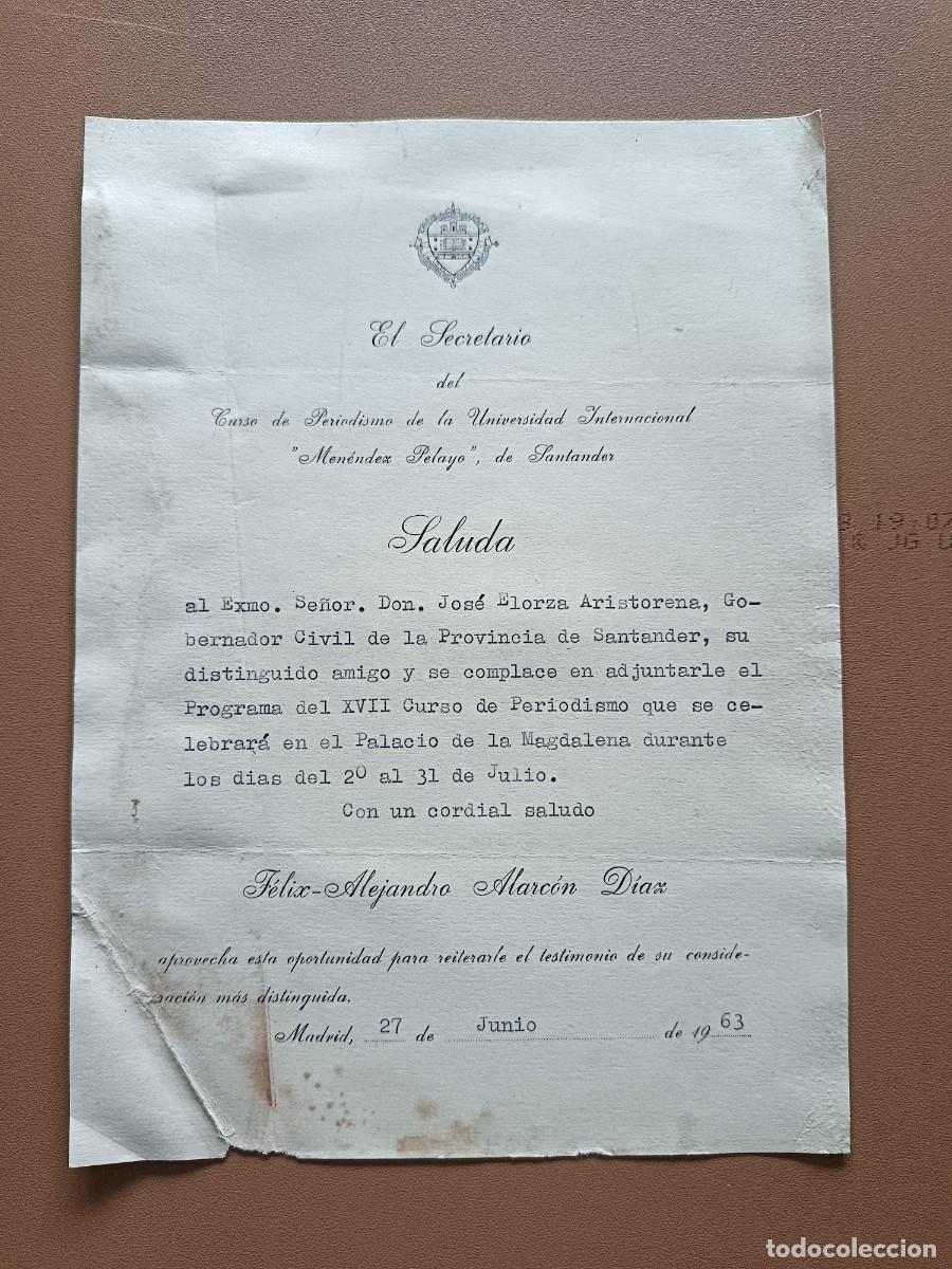 Collectionnisme Papier divers: SECRETARIO CURSO DE PERIODISMO UNIV. INTERN. MEN&Eacute;NDEZ PELAYO SANTANDER-1963