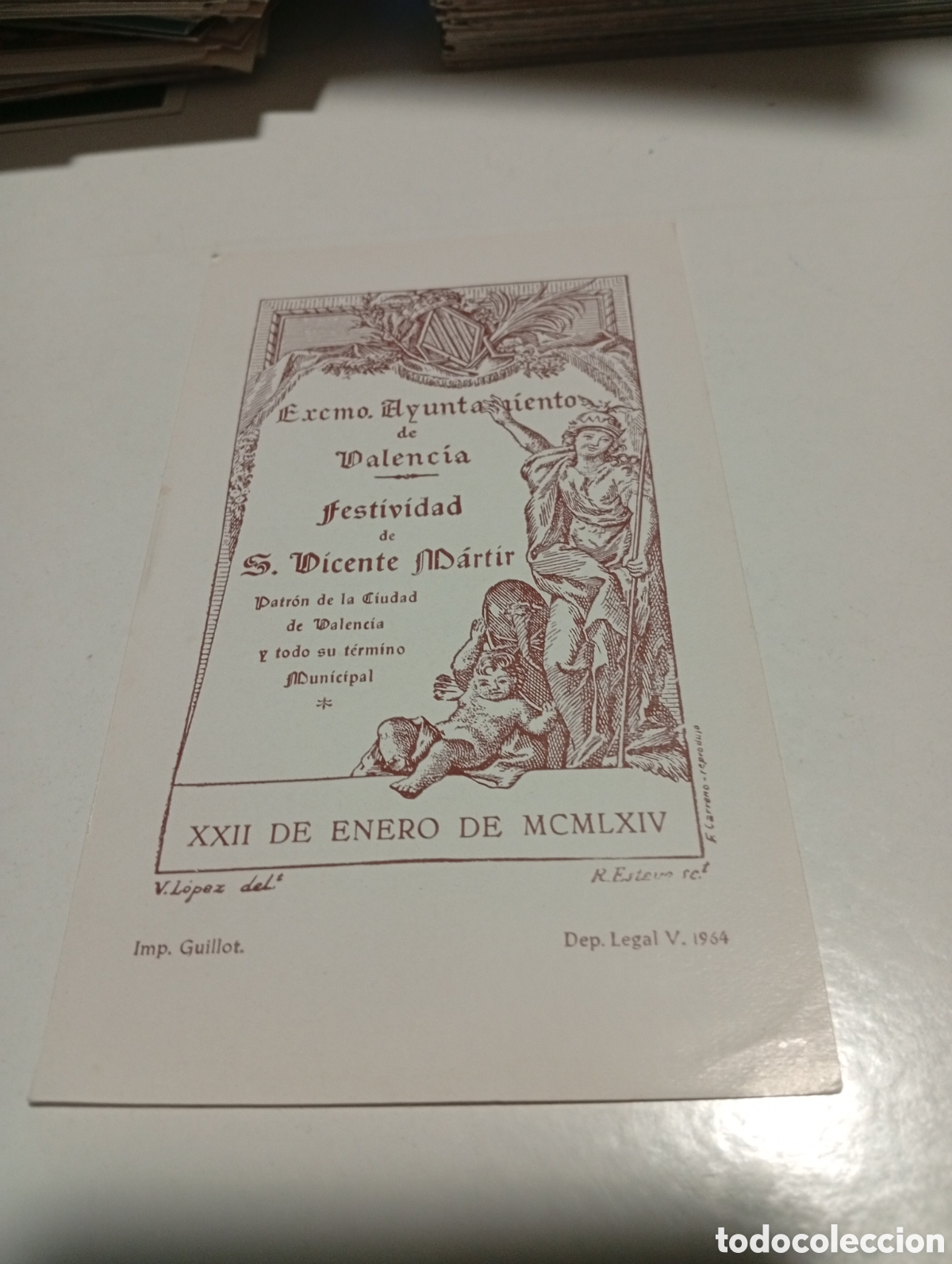 Otros Art&iacute;culos de Coleccionismo en Papel: Estampa religiosa festividad San Vicente M&aacute;rtir, Valencia 1964