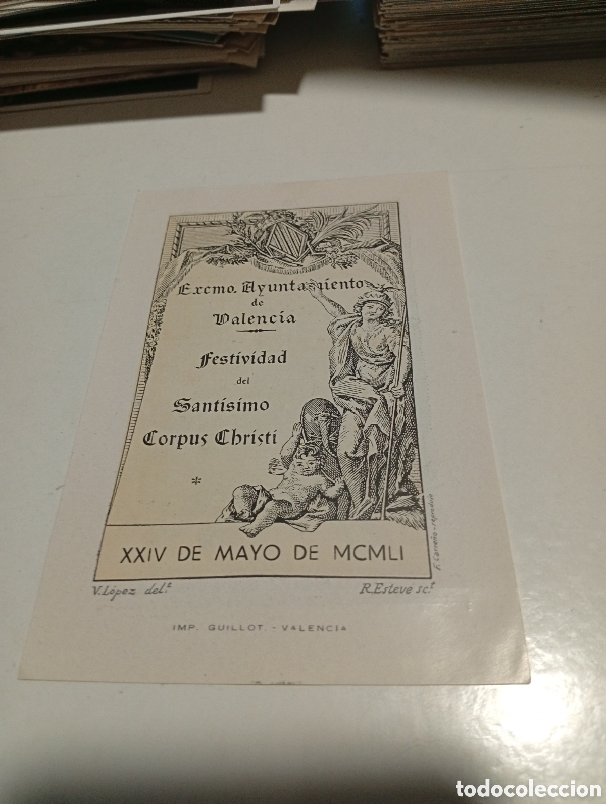 Otros Art&iacute;culos de Coleccionismo en Papel: Estampa religiosa festividad del Sant&iacute;simo Corpus Christi, Valencia 1951
