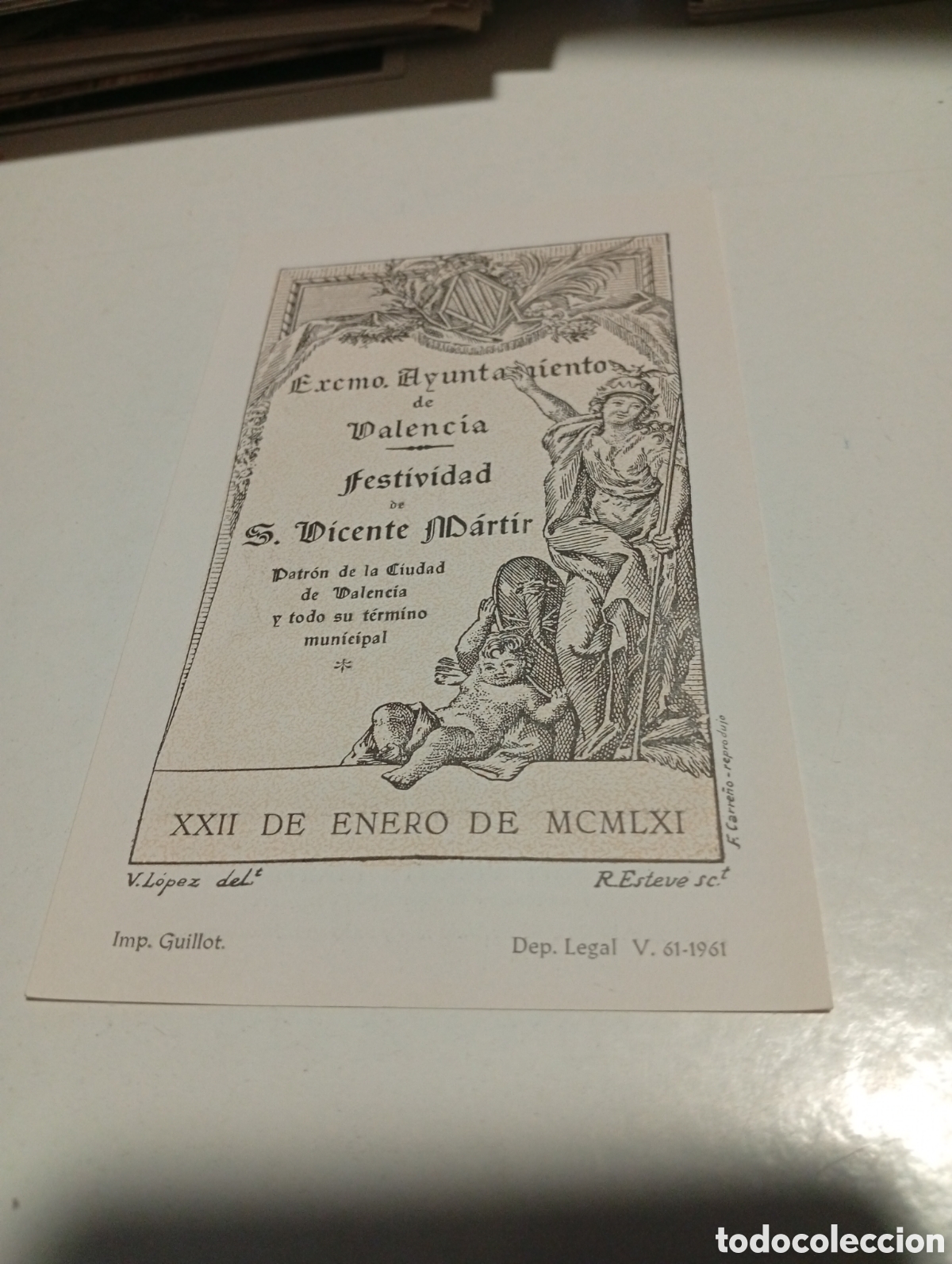 Otros Art&iacute;culos de Coleccionismo en Papel: Estampa religiosa festividad de San Vicente Martir, Valencia 1961