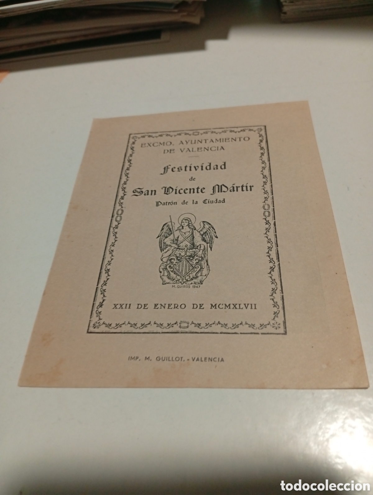 Otros Art&iacute;culos de Coleccionismo en Papel: Estampa religiosa festividad de San Vicente M&aacute;rtir, Valencia 1947