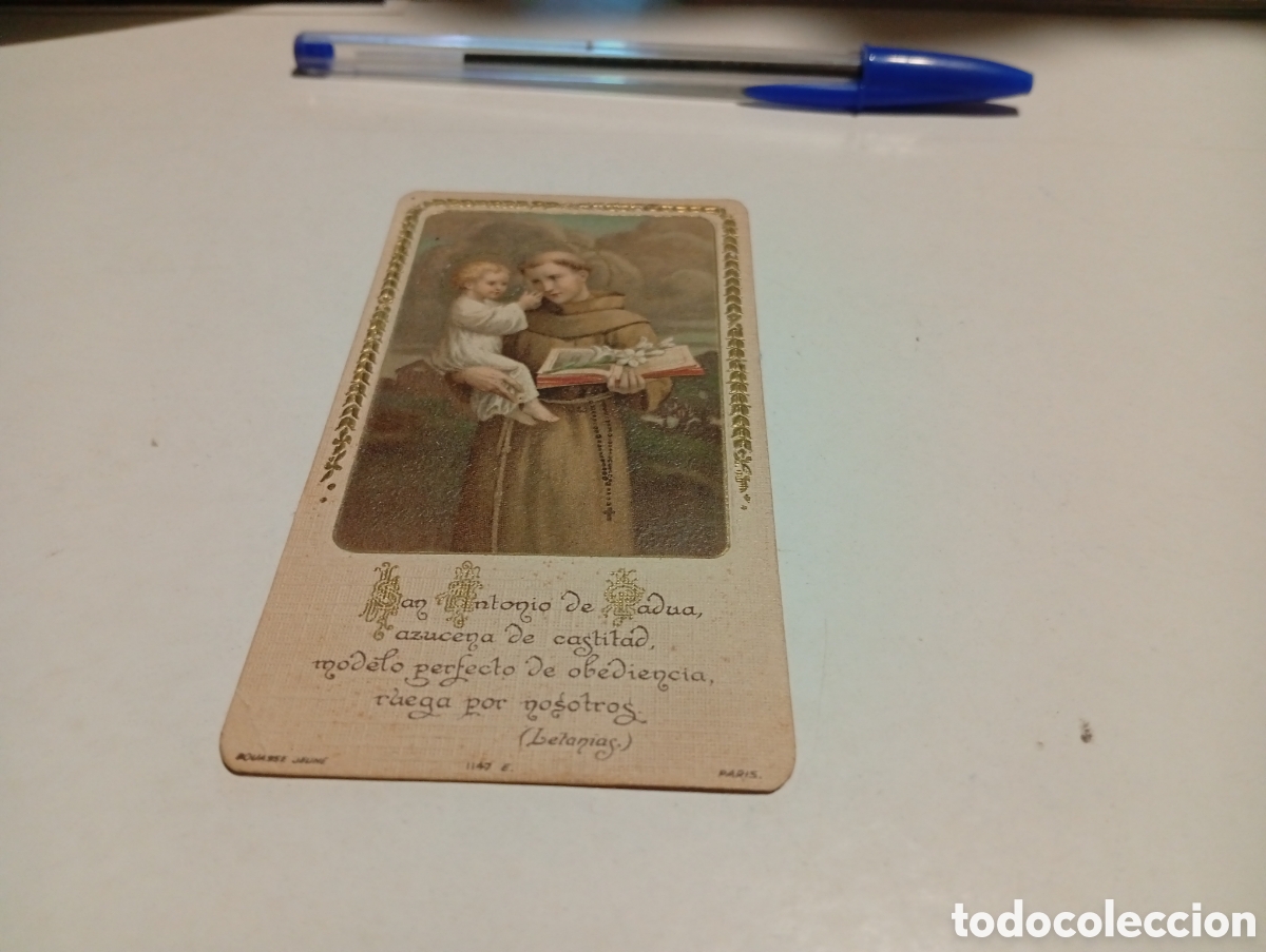 Otros Art&iacute;culos de Coleccionismo en Papel: Estampa religiosa antigua San Antonio de Padua escritura Moncada 1941