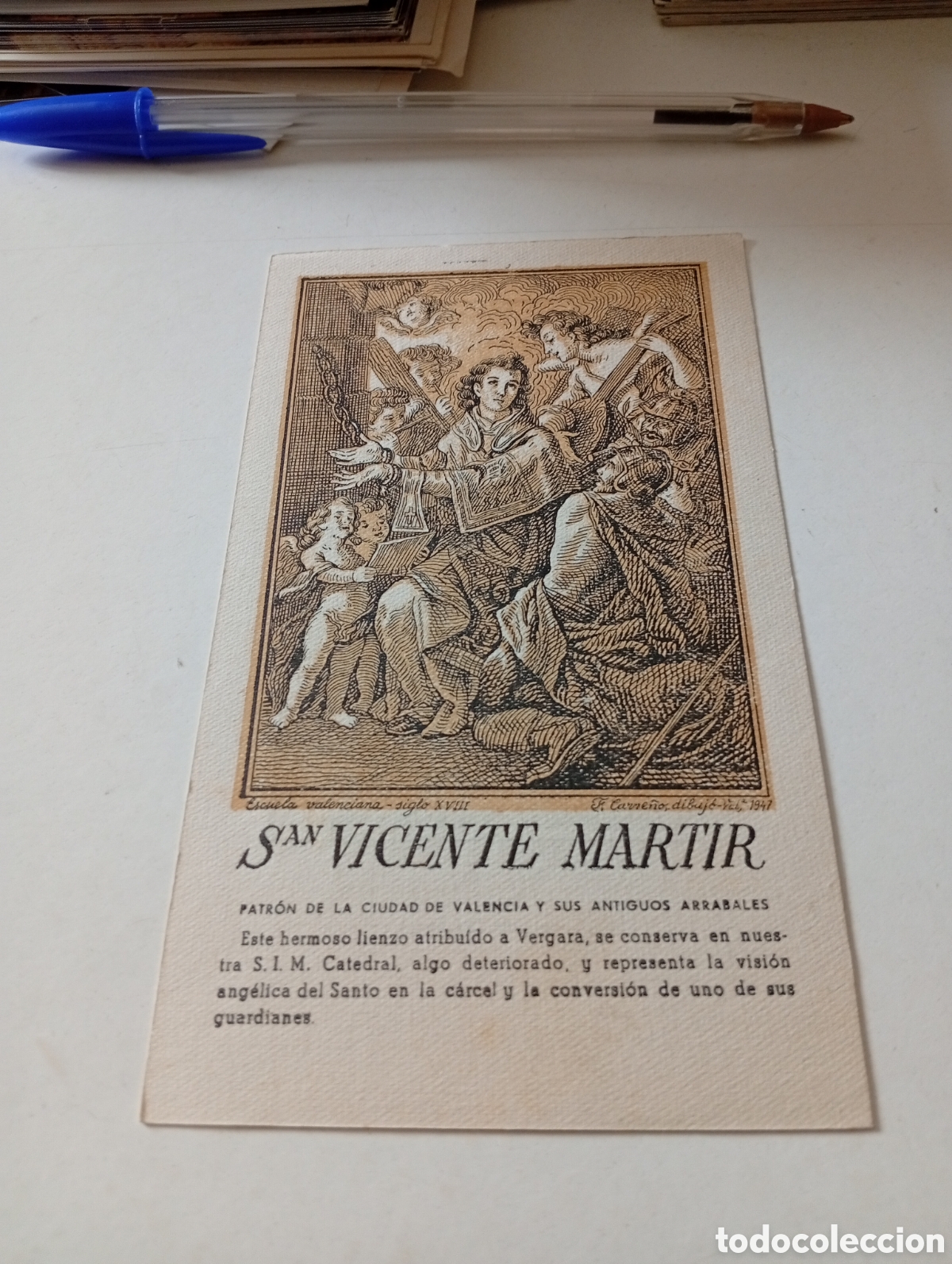 Otros Art&iacute;culos de Coleccionismo en Papel: Estampa religiosa antigua San Vicente M&aacute;rtir,Valencia 1948