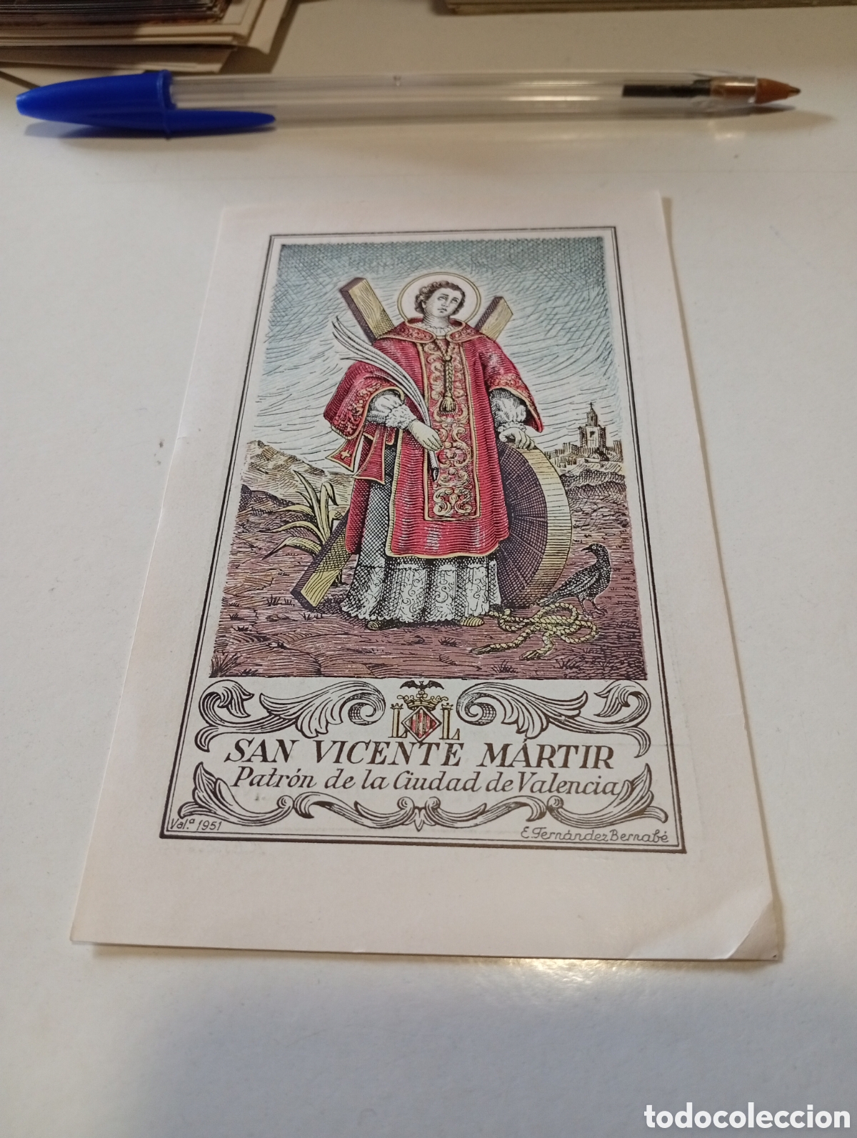 Otros Art&iacute;culos de Coleccionismo en Papel: Estampa religiosa antigua San Vicente M&aacute;rtir ,Valencia 1951