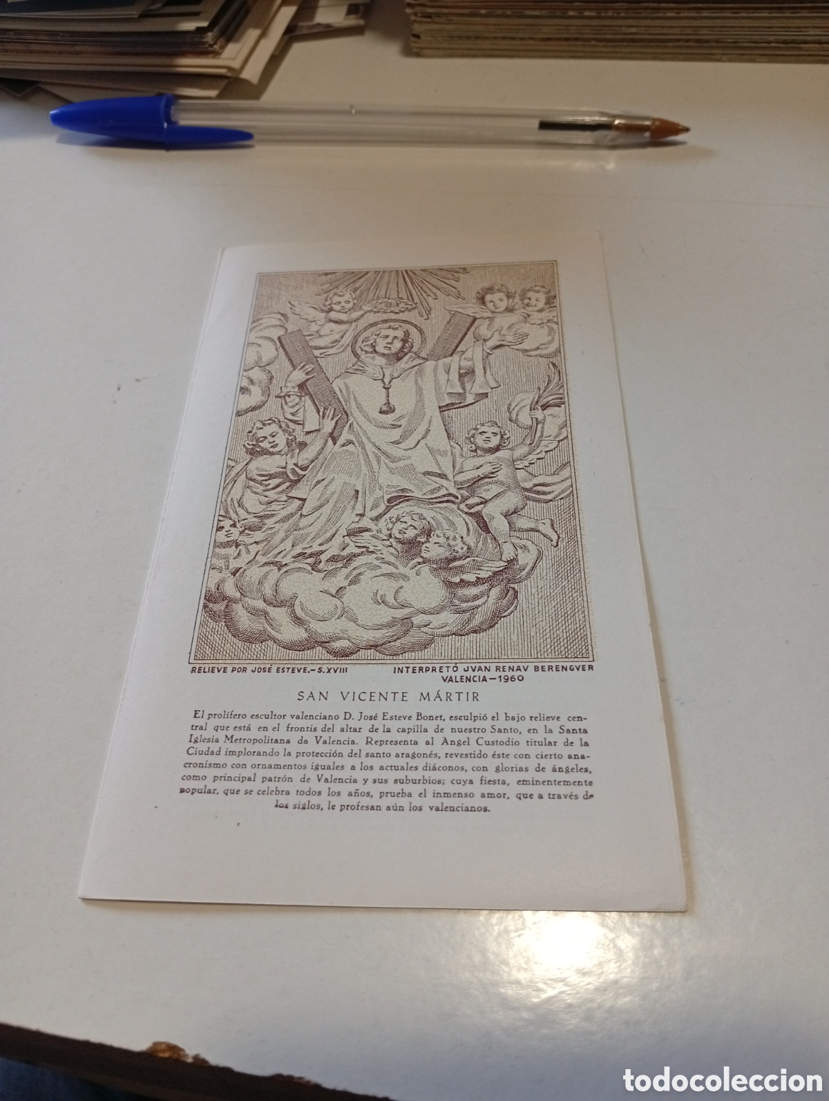 Otros Art&iacute;culos de Coleccionismo en Papel: Estampa religiosa San Vicente M&aacute;rtir, Valencia 1960