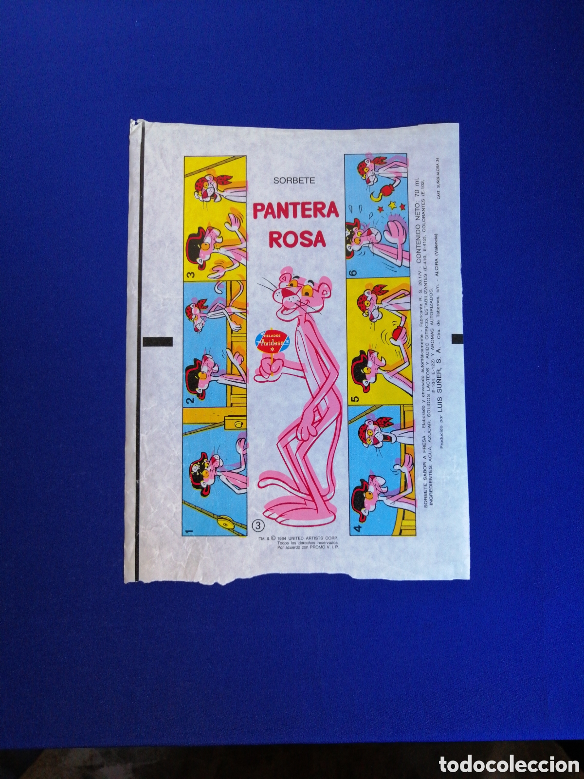 Paper Collecting Others: HELADOS AVIDESA (ALZIRA) - SORBETE PANTERA ROSA N&Uacute;MERO 3 -ICE CREAM (ALZIRA) - PINK PANTHER SORBET