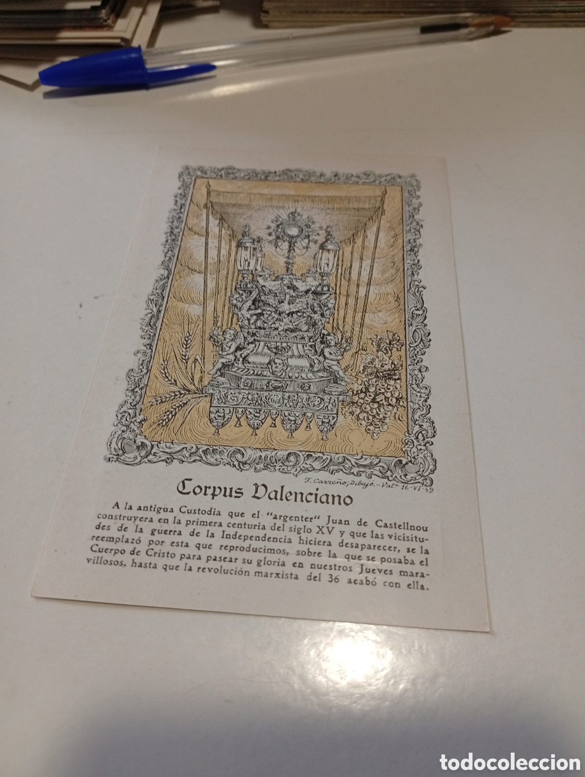 Otros Art&iacute;culos de Coleccionismo en Papel: Estampa religiosa Corpus Valenciano 1949