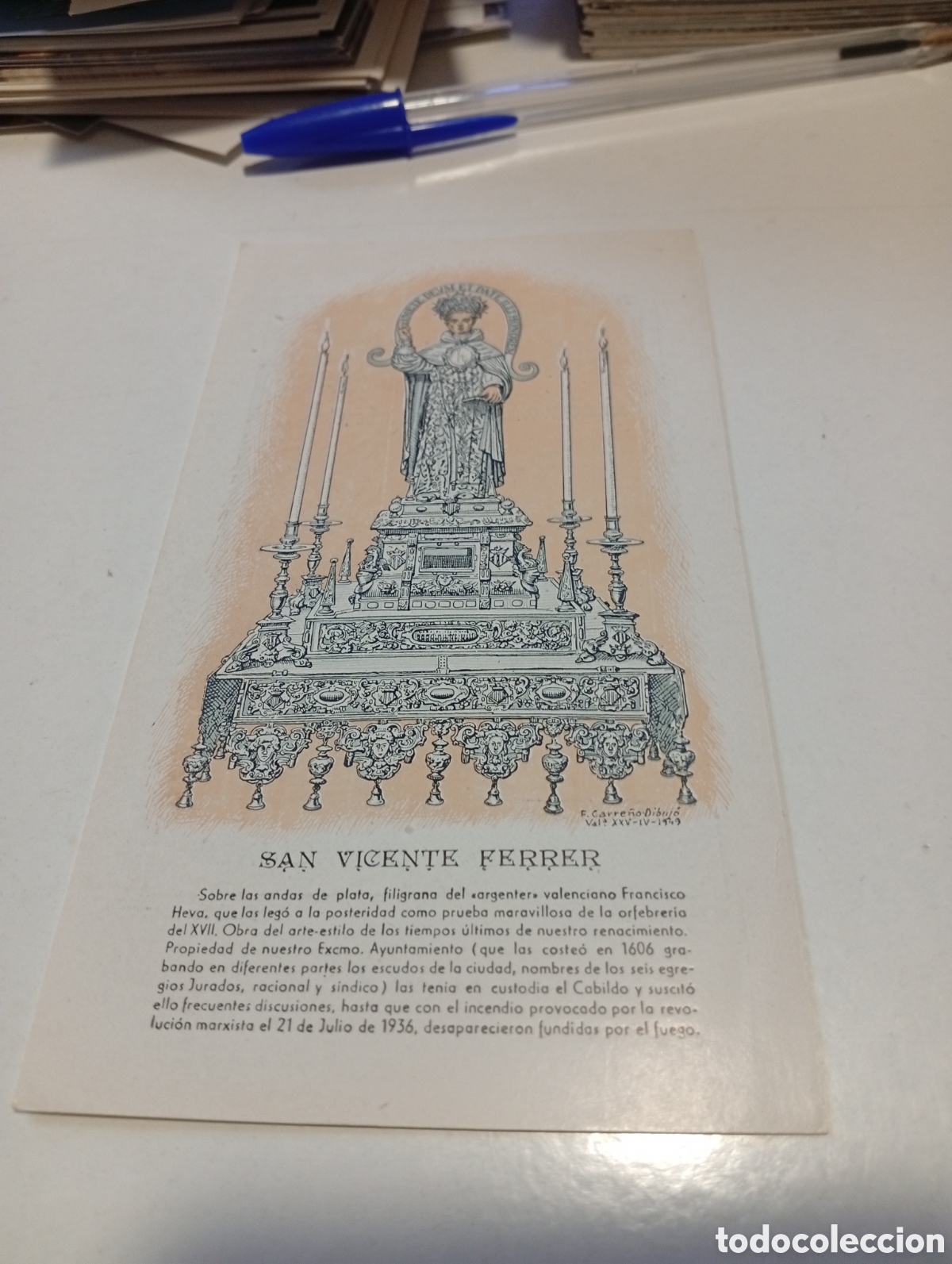 Sammelleidenschaft Andere Papierartikel: Estampa religiosa San Vicente Ferrer 1949