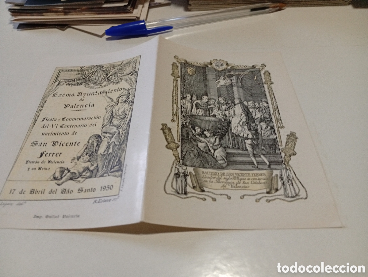 Sammelleidenschaft Andere Papierartikel: Estampa religiosa San Vicente Ferrer,bautizo
