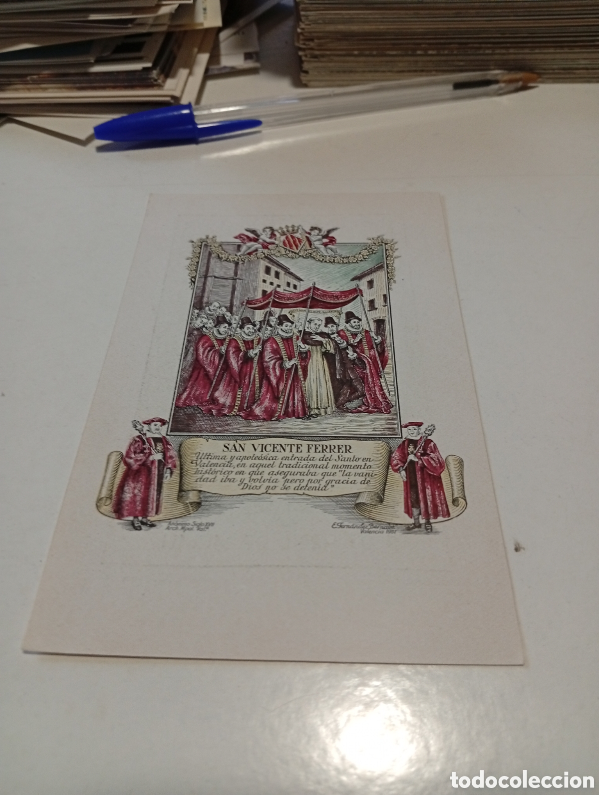Sammelleidenschaft Andere Papierartikel: Estampa religiosa San Vicente Ferrer, Valencia 1951