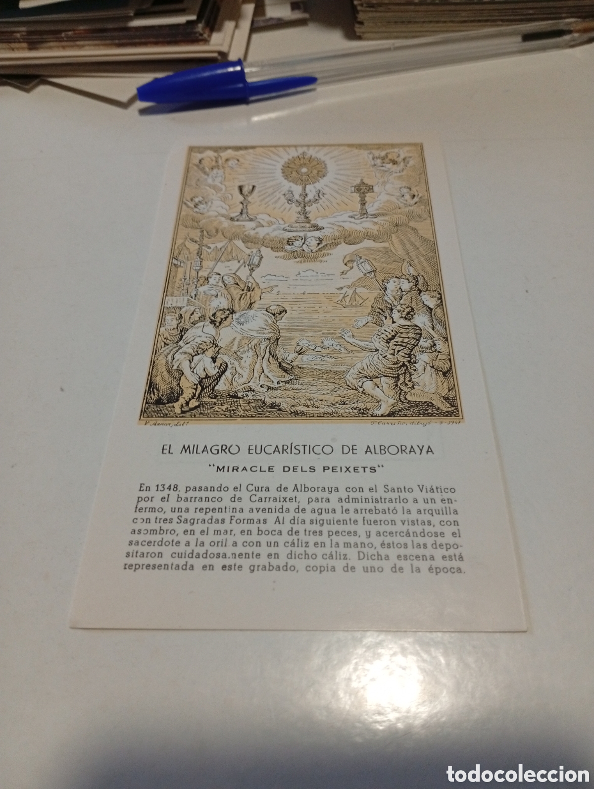 Otros Art&iacute;culos de Coleccionismo en Papel: Estampa religiosa festividad del Sant&iacute;simo Corpus Christi 1947 Alboraya