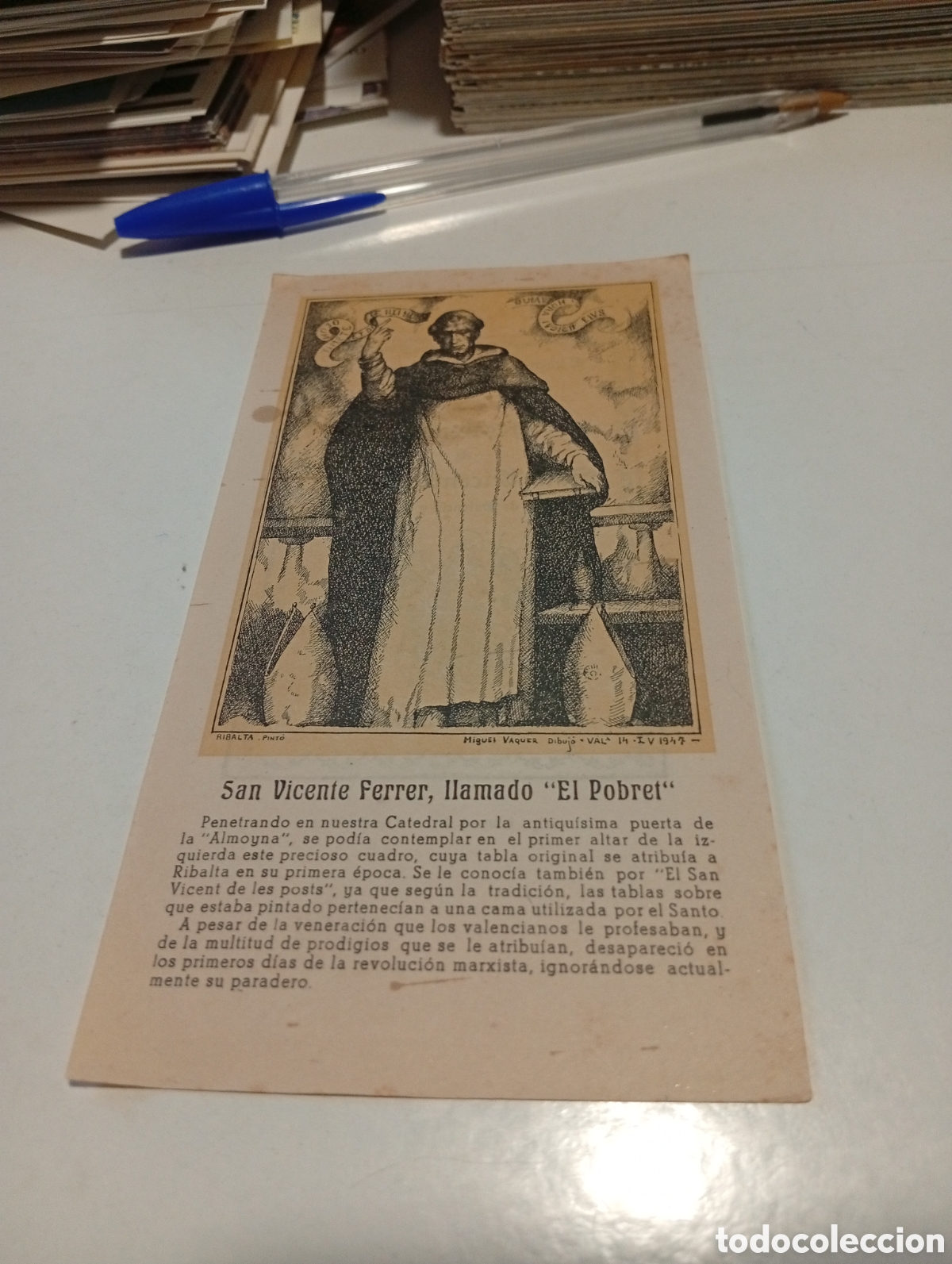 Otros Art&iacute;culos de Coleccionismo en Papel: Estampa religiosa San Vicente Ferrer 1947