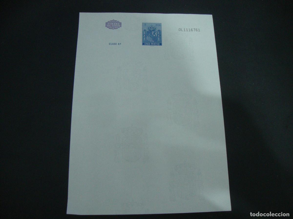 Otros Art&iacute;culos de Coleccionismo en Papel: HOJA TIMBRE DE ESTADO CLASE 8&ordf; CINCO PESETAS