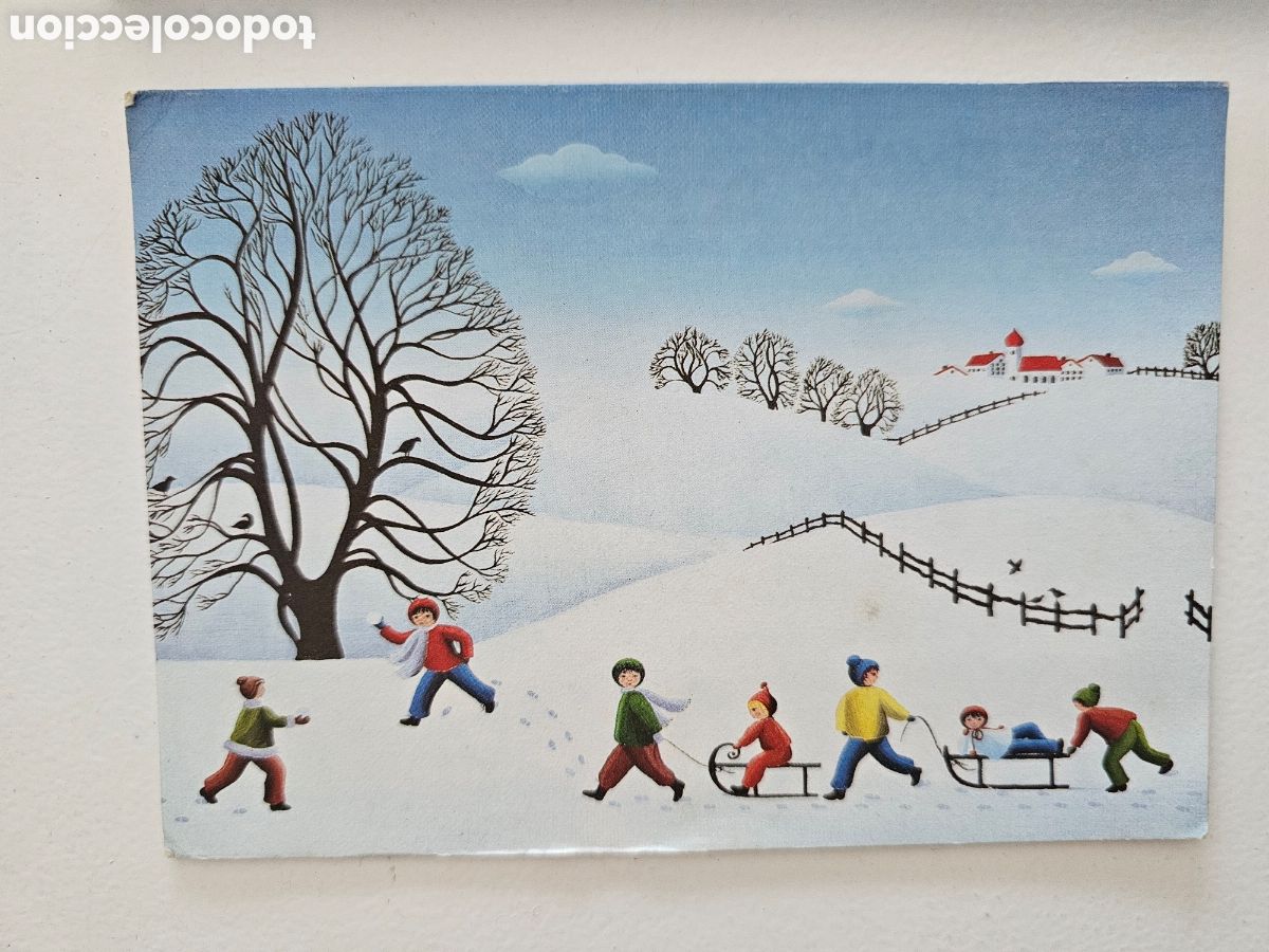 Paper Collecting Others: Tarjeta felicitaci&oacute;n Unicef En Trineo, Herma Kopernik Kennel, RFA Rep&uacute;blica Federal Alemania 1981