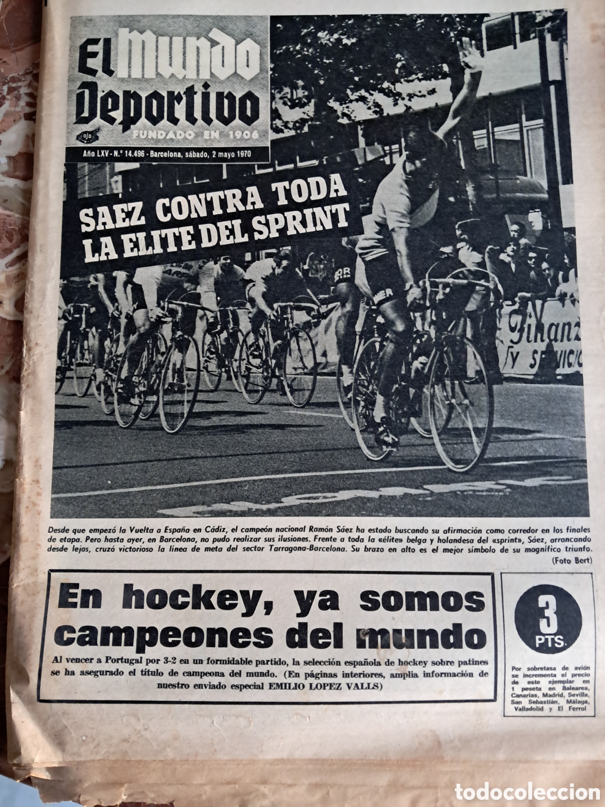 Otros Art&iacute;culos de Coleccionismo en Papel: Mundo Deportivo&nbsp;del dissabte&nbsp;2 de maig de 1970, que destaca dues fites esportives importants d'aque