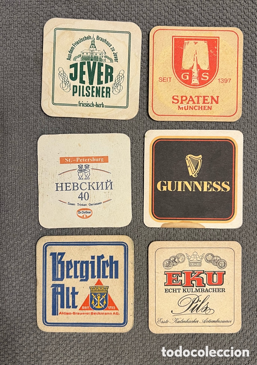 Otros Art&iacute;culos de Coleccionismo en Papel: POSAVASOS (6) Curiosos posavasos Cervezas Europeas (h.1960?)