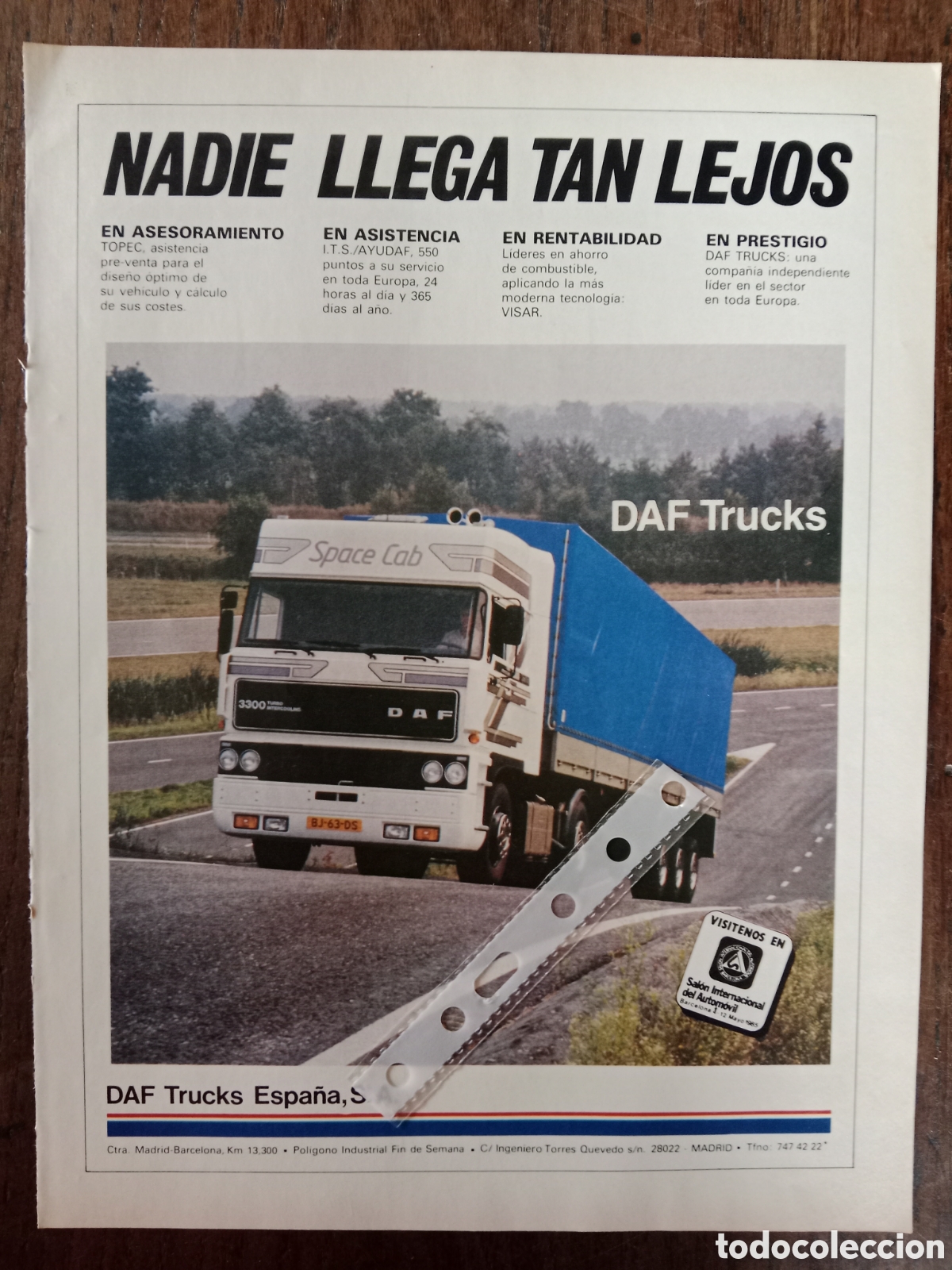 Otros Art&iacute;culos de Coleccionismo en Papel: Publicidad cami&oacute;n daf 3300 de 1985
