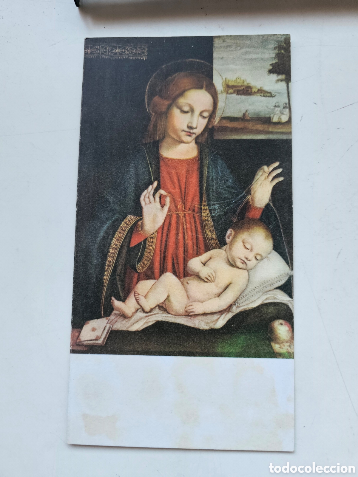 Otros Art&iacute;culos de Coleccionismo en Papel: Tarjeta de felicitaci&oacute;n Madonna cel Bambino, Bergognone Italia 977/5
