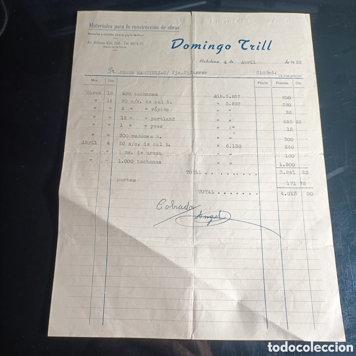 Paper Collecting Others: LOTE 2 ALBARANES EMPRESA MATERIALES PARA LA CONSTRUCCI&Oacute;N DE OBRAS. DOMINGO TRILL