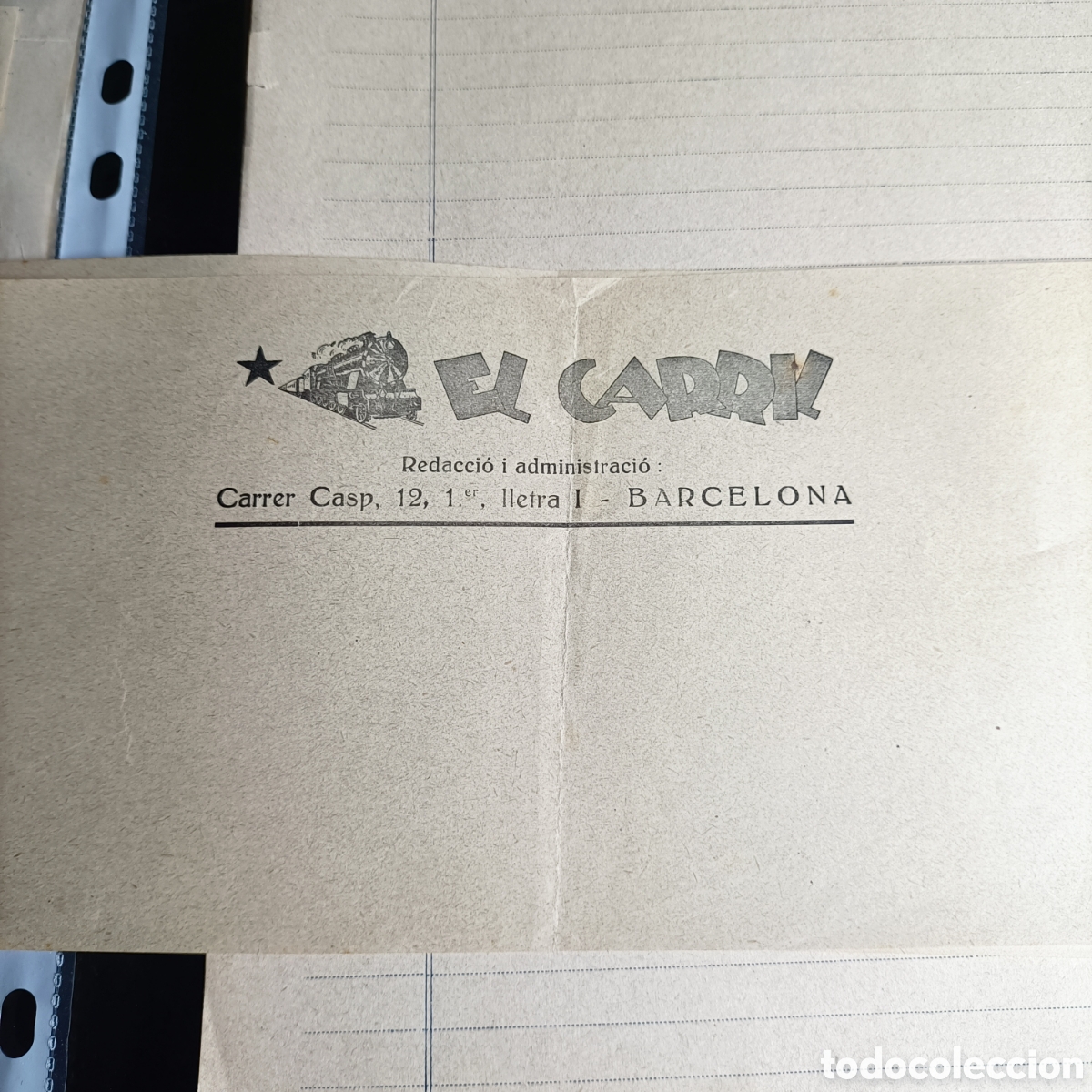 Collectionnisme Papier divers: LOTE 2 HOJAS DE LA REDACCIO I ADMINISTRACIO: EL CARRIL