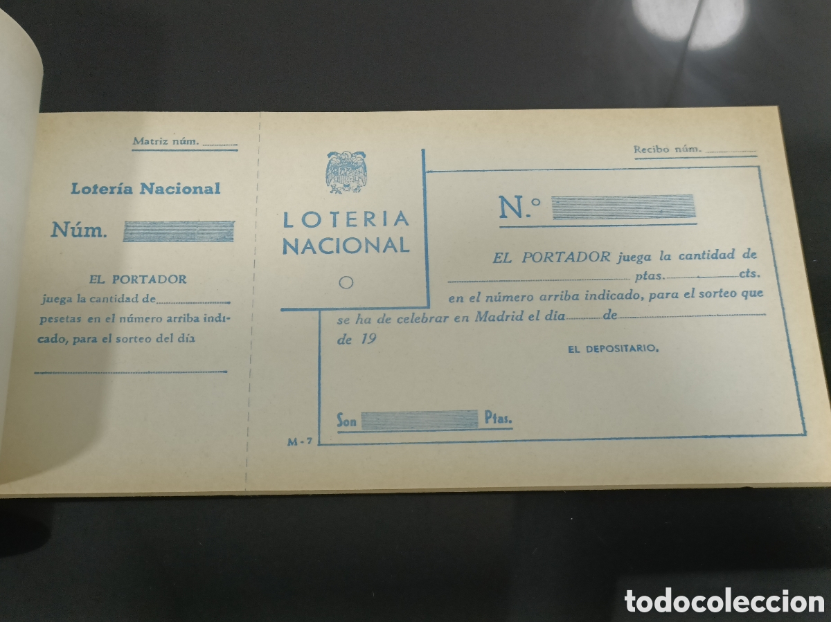 Otros Art&iacute;culos de Coleccionismo en Papel: A&ntilde;os 60 70 Talonario completo Loter&iacute;a nacional pesetas Franco bandera &Aacute;guila imperial