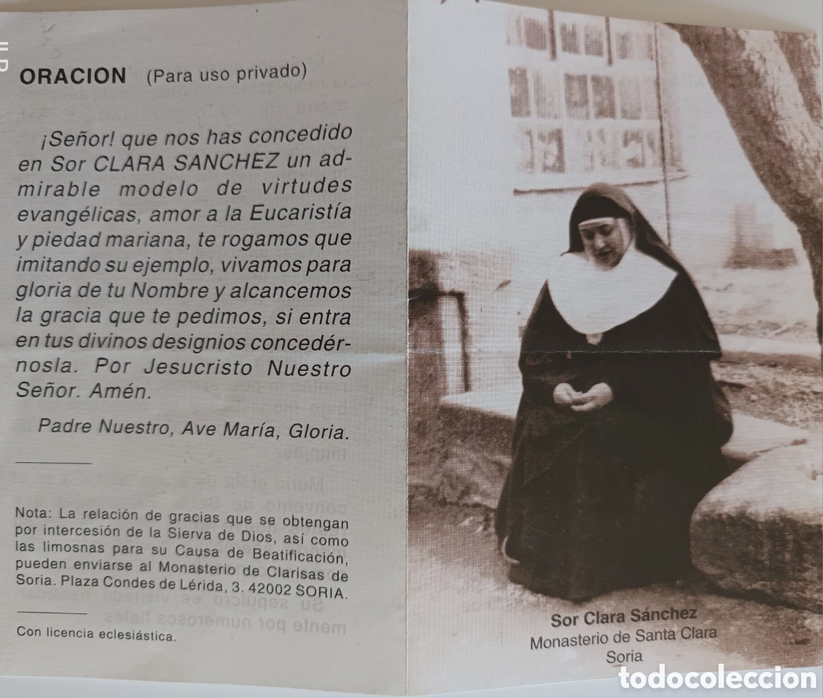Otros Art&iacute;culos de Coleccionismo en Papel: ESTAMPA SOR CLARA SANCHEZ