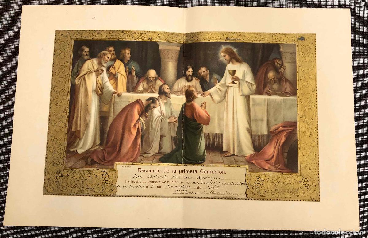 Otros Art&iacute;culos de Coleccionismo en Papel: CROMOLITOGRAFIA RELIGIOSA RECUERDO DE PRIMERA COMUNION. VALLADOLID, 8 DE DICIEMBRE DE 1913