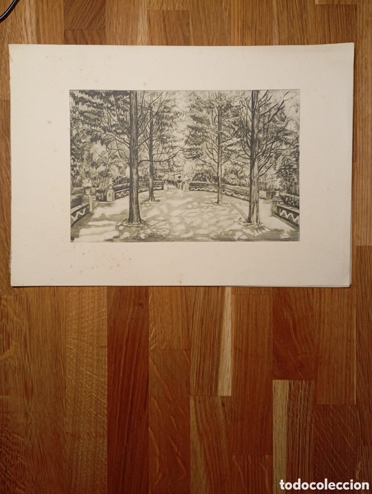 Otros Art&iacute;culos de Coleccionismo en Papel: Litografia Parque de Montjuich&rdquo;PLAZOLETA ANTIGUA&rdquo; Parque Liberal.