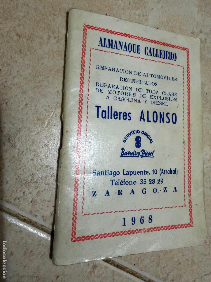 Otros Art&iacute;culos de Coleccionismo en Papel: Almanaque callejero zaragoza 1968