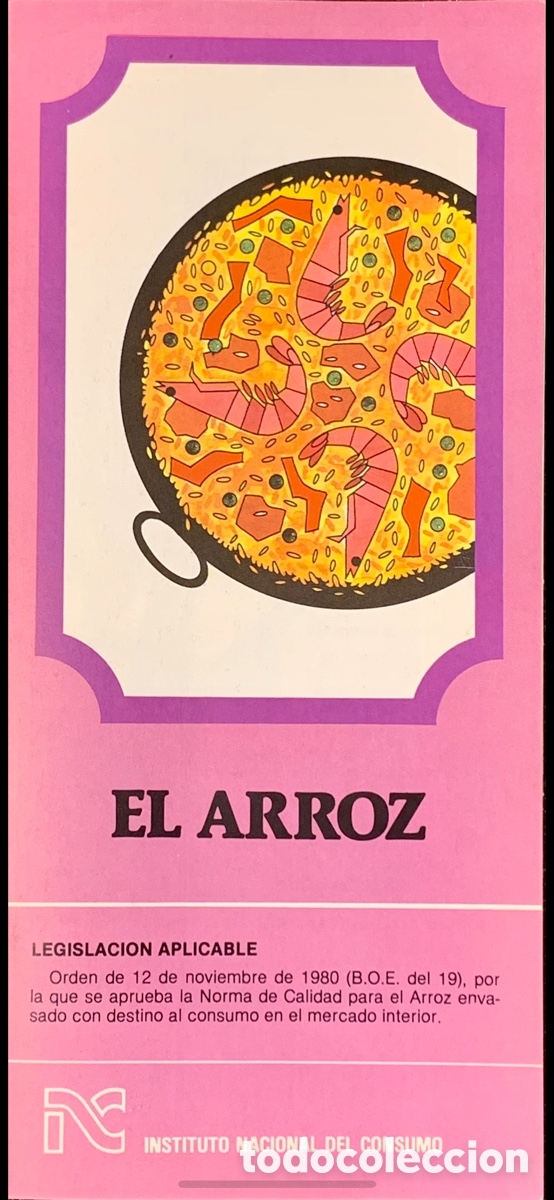 Otros Art&iacute;culos de Coleccionismo en Papel: Folleto. El Arroz. Instituto Nacional de Consumo. 1984.