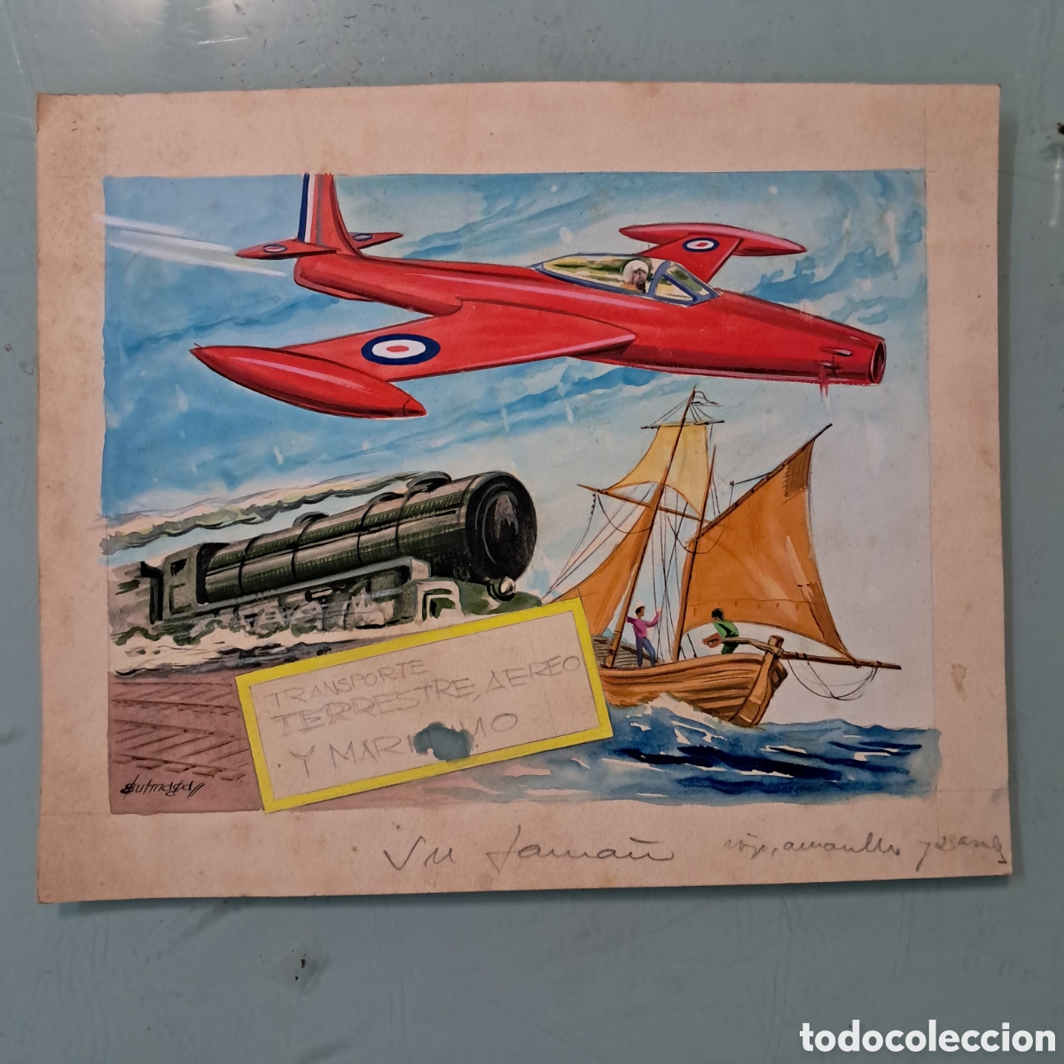 Otros Art&iacute;culos de Coleccionismo en Papel: Boceto ilustrativo para album Fher, firma Sutmaga