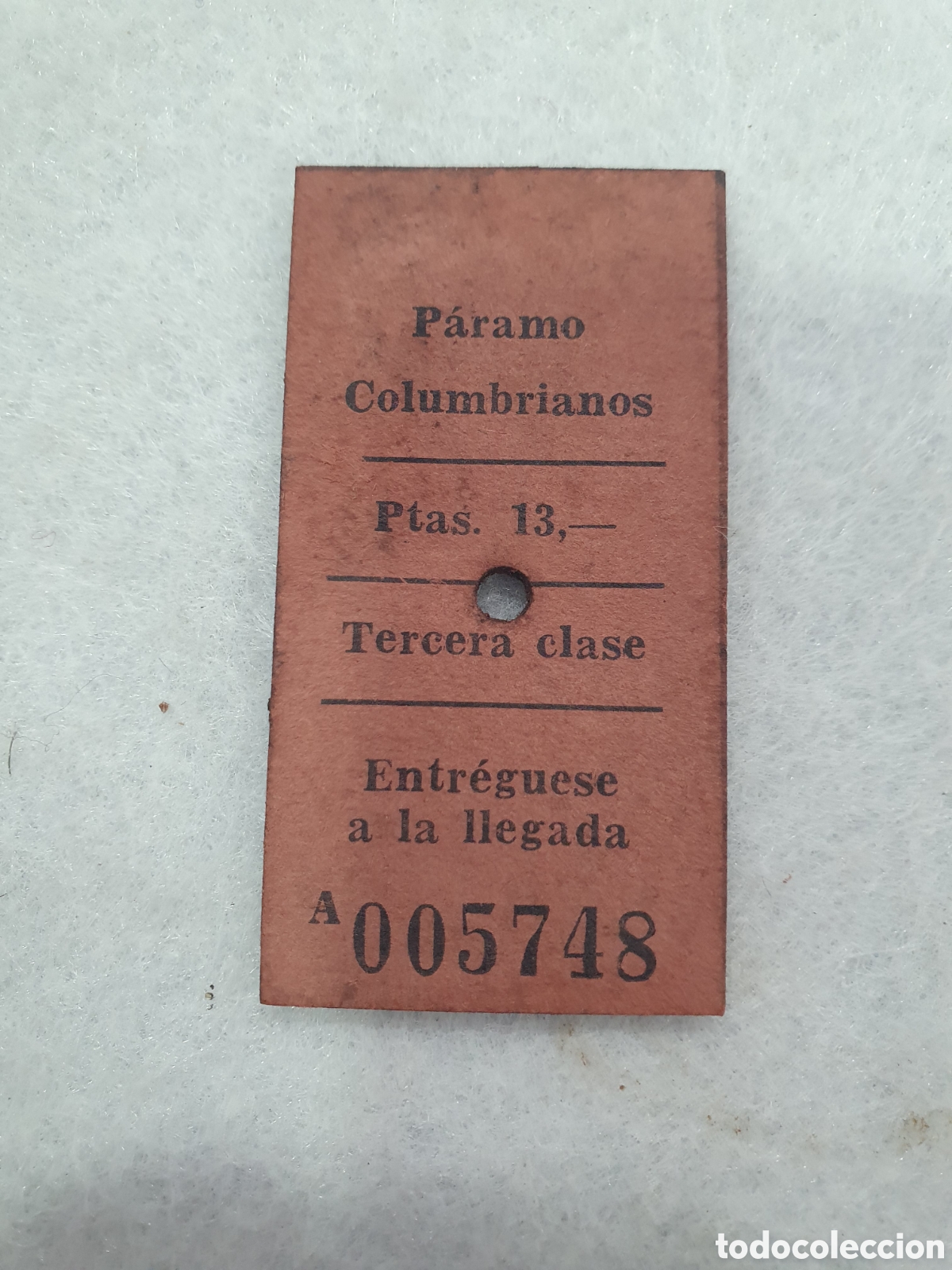 Otros Art&iacute;culos de Coleccionismo en Papel: Raro billete de tren Le&oacute;n. P&aacute;ramo Columbrianos. (L65)