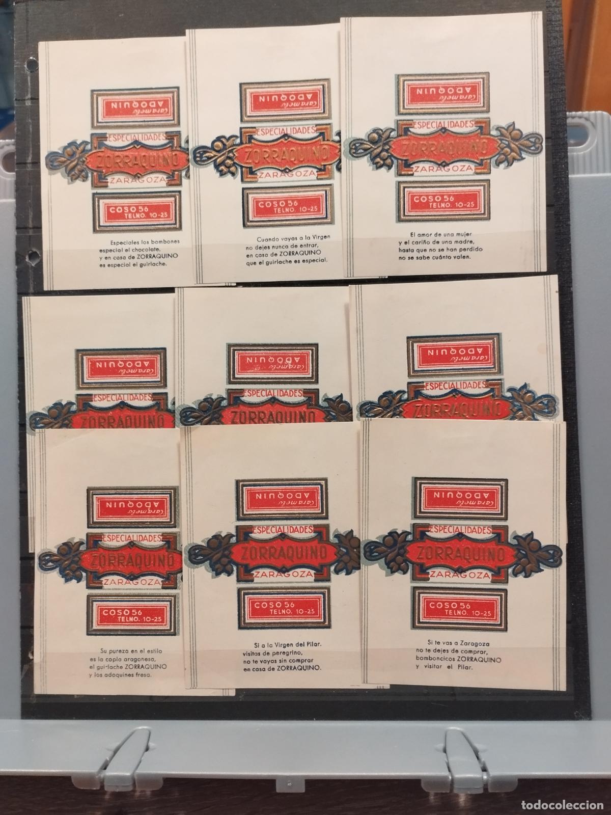 Otros Art&iacute;culos de Coleccionismo en Papel: L9 - CONJUNTO DE 9 ENVUELTAS DE CARAMELOS ADOQUIN. EL ZARROQUINO. ZARAGOZA.
