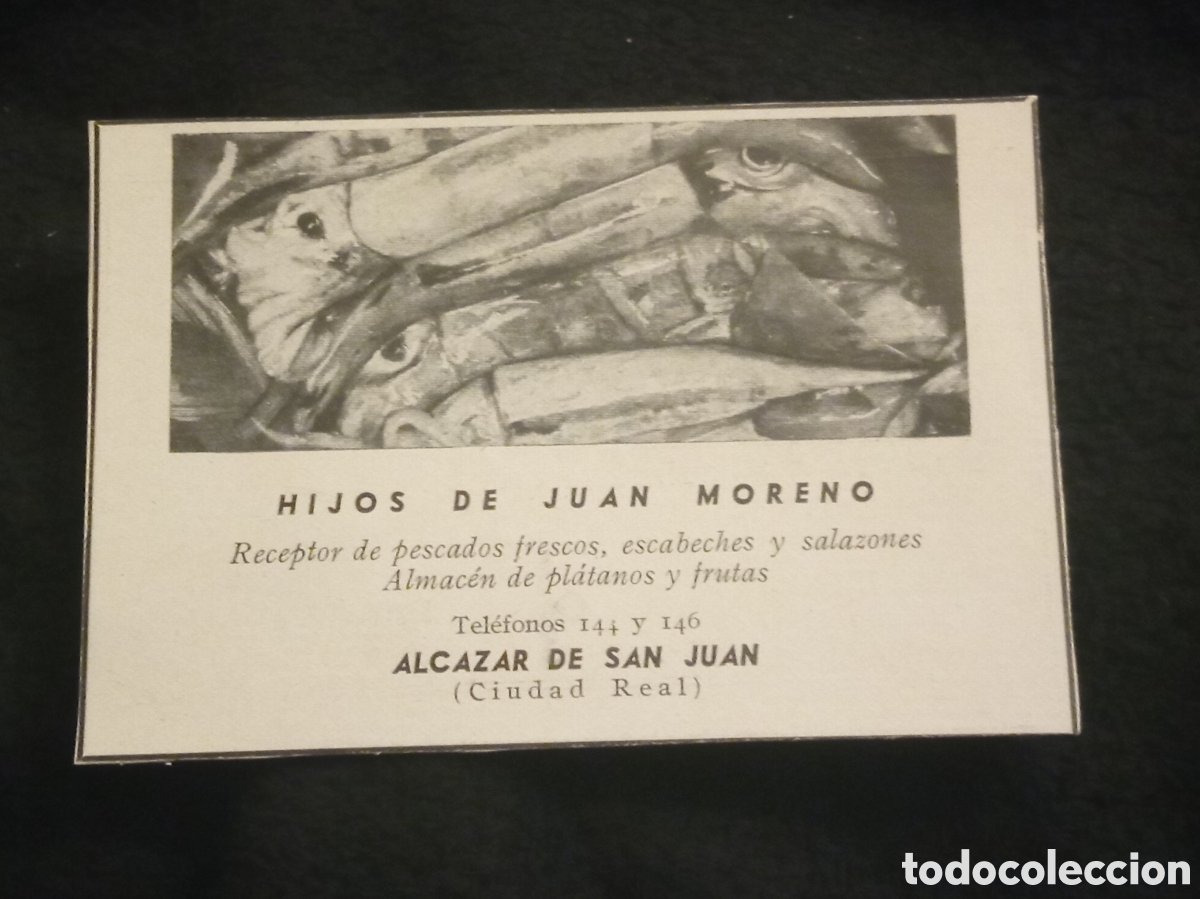 Otros Art&iacute;culos de Coleccionismo en Papel: Antiguo cart&oacute;n publicitario, Almacen Hijos de Juan Moreno, Alc&aacute;zar de San Juan (Ciudad Real)