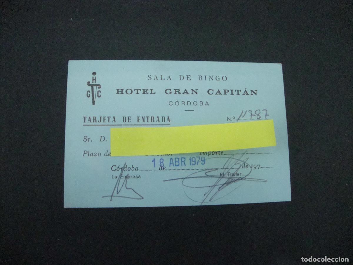 Otros Art&iacute;culos de Coleccionismo en Papel: ANTIGUA TARJETA ENTRADA BINGO HOTEL GRAN CAPITAN CORDOBA 1979