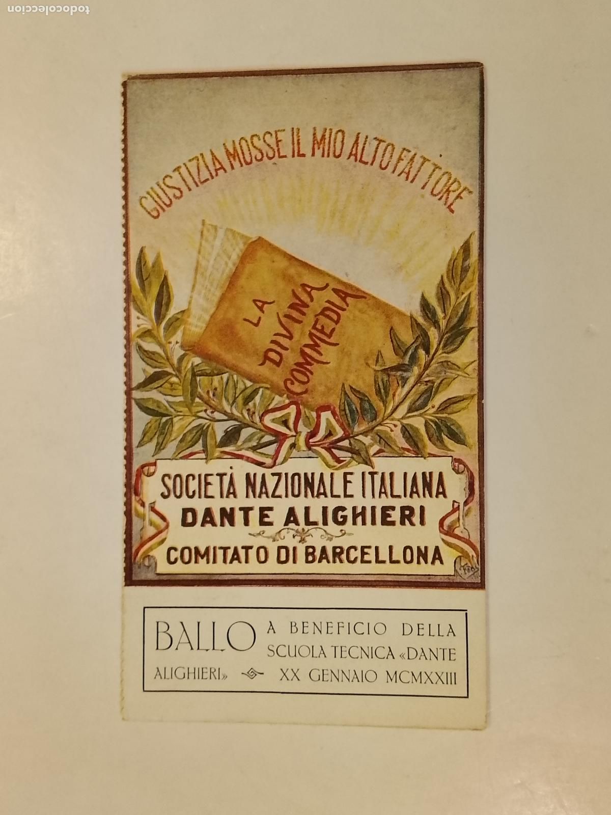 Otros Art&iacute;culos de Coleccionismo en Papel: SOCIETA NAZIONALE ITALIANA DANTE ALIGHIERI COMITATO DI BARCELONA -VER FOTOS-(115.218)
