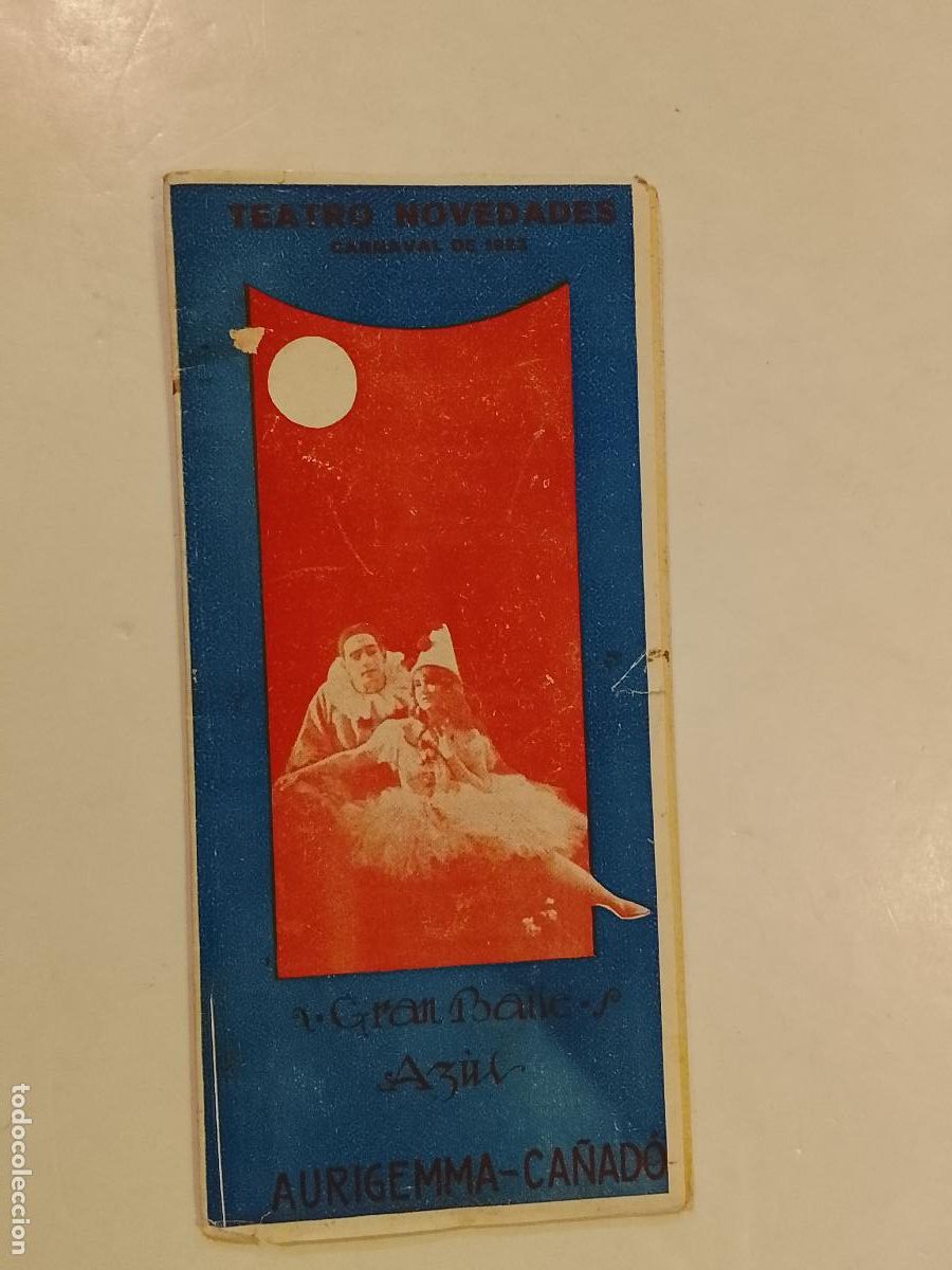 Otros Art&iacute;culos de Coleccionismo en Papel: TEATRO NOVEDADES CARNAVAL A&Ntilde;O 1923 - GRAN BAILE AZUL - AURIGEMMA CA&Ntilde;ADO -VER FOTOS (K-15.221)