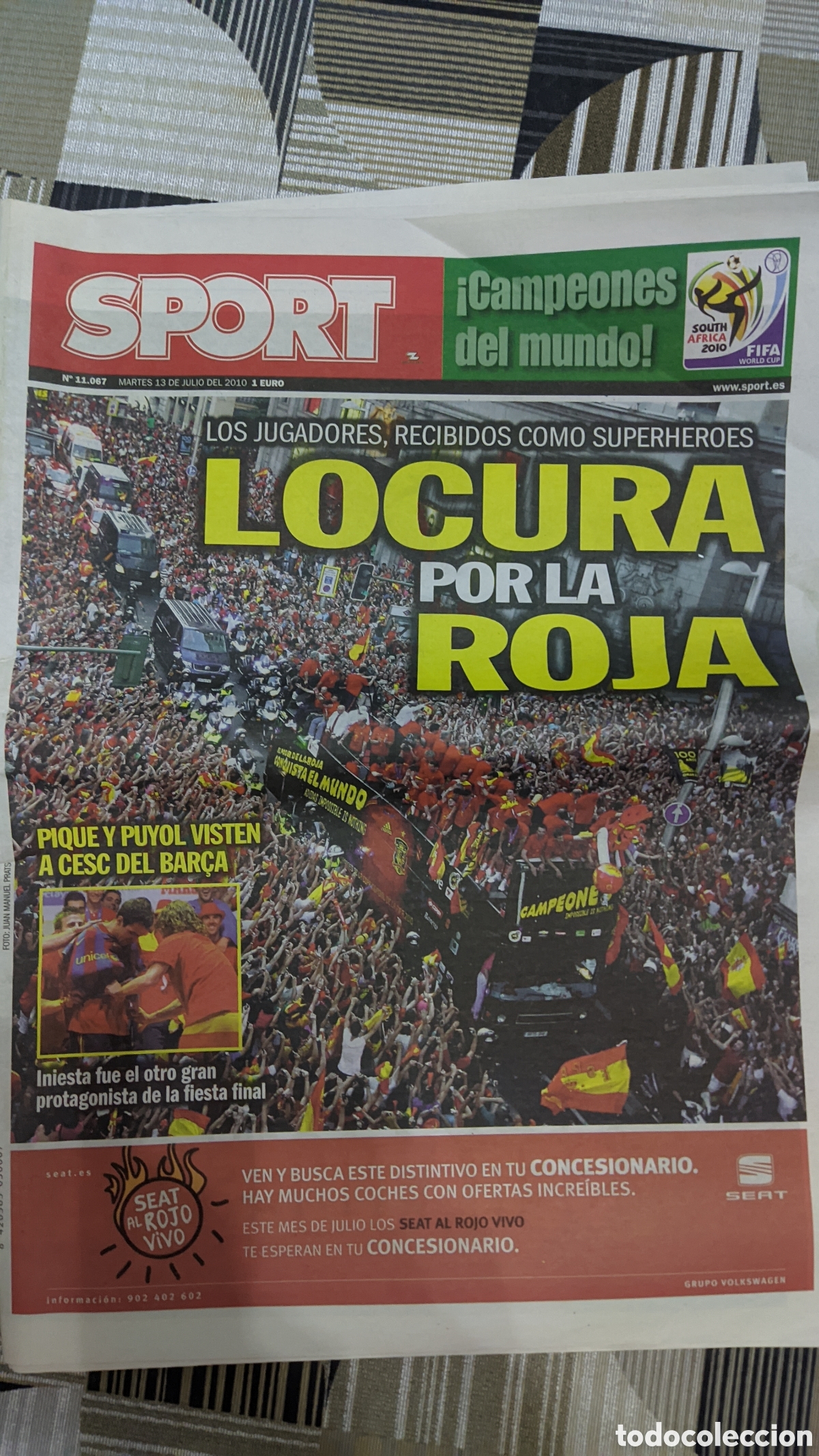 Otros Art&iacute;culos de Coleccionismo en Papel: SPORT 13 de julio de 2010
