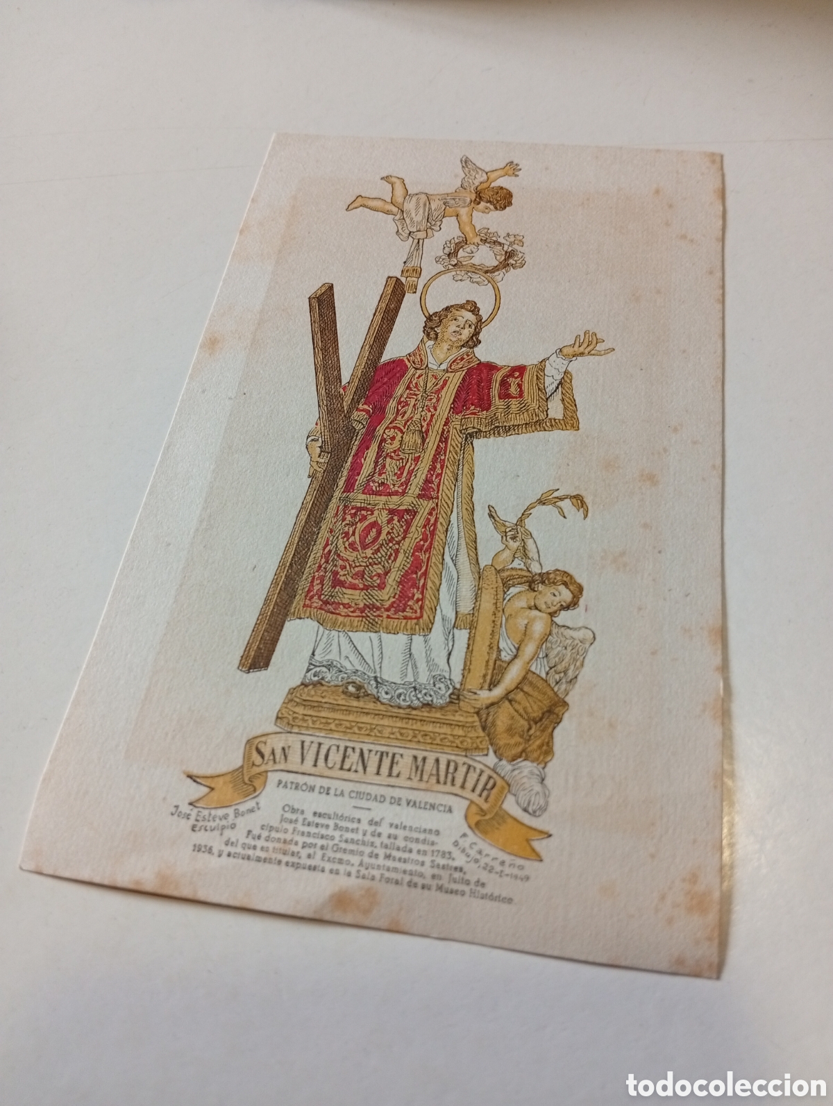 Otros Art&iacute;culos de Coleccionismo en Papel: Estampa religiosa antigua San Vicente M&aacute;rtir Valencia 1949