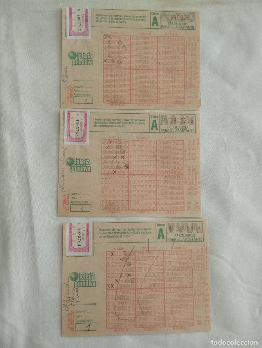 Otros Art&iacute;culos de Coleccionismo en Papel: 3 boletos primitiva a&ntilde;os 80