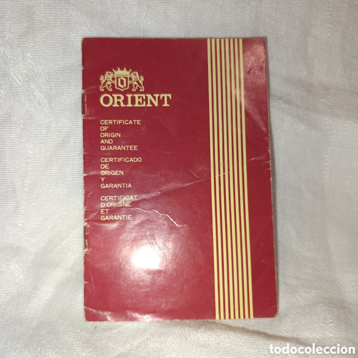 Otros Art&iacute;culos de Coleccionismo en Papel: Orient,documento de&nbsp;garant&iacute;a y certificado de origen&nbsp;de la marca de relojes&nbsp;.