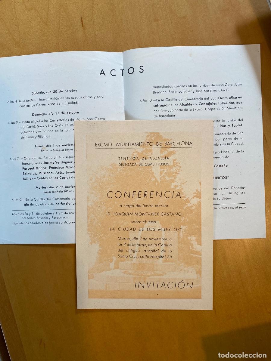 Otros Art&iacute;culos de Coleccionismo en Papel: CONMEMORACION FIELES DIFUNTOS 1954. CONFERENCIA JOAQUIN MONTANER CASTA&Ntilde;O. LA CIUDAD DE LOS MUERTOS