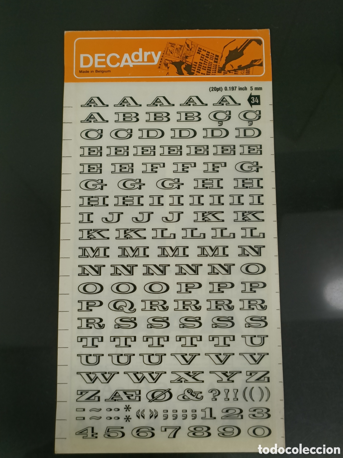 Otros Art&iacute;culos de Coleccionismo en Papel: Vintage letras Transfers n&uacute;mero 34 / 20pt 5mm