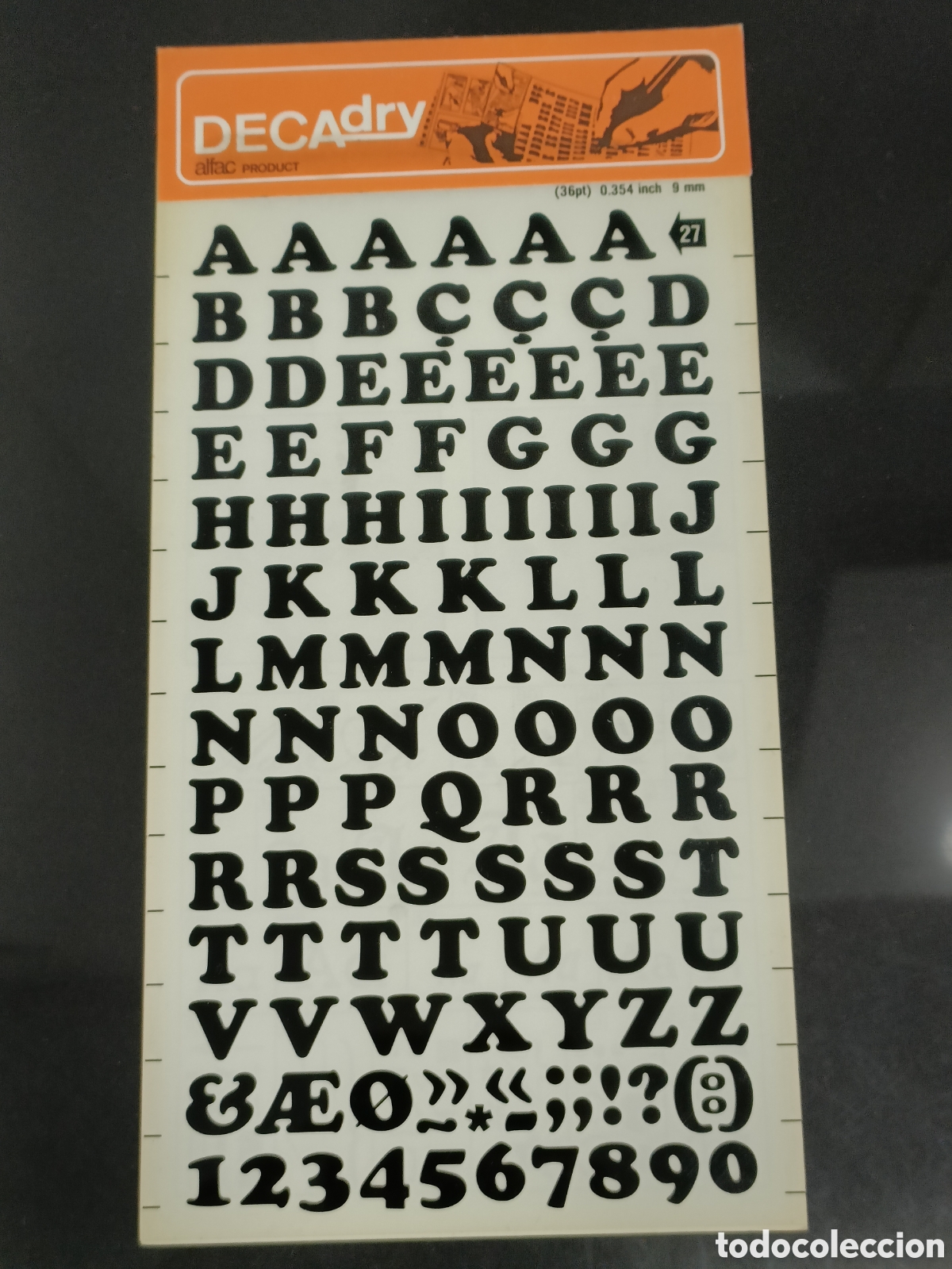 Otros Art&iacute;culos de Coleccionismo en Papel: Vintage letras Decadry Transfers n&uacute;mero 27 / 36pt 9mm