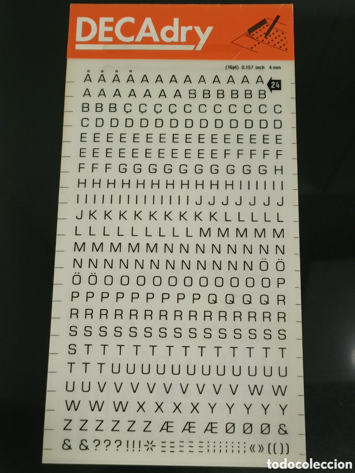 Otros Art&iacute;culos de Coleccionismo en Papel: Vintage letras Decadry Transfers n&uacute;mero 24 / 16pt 4mm