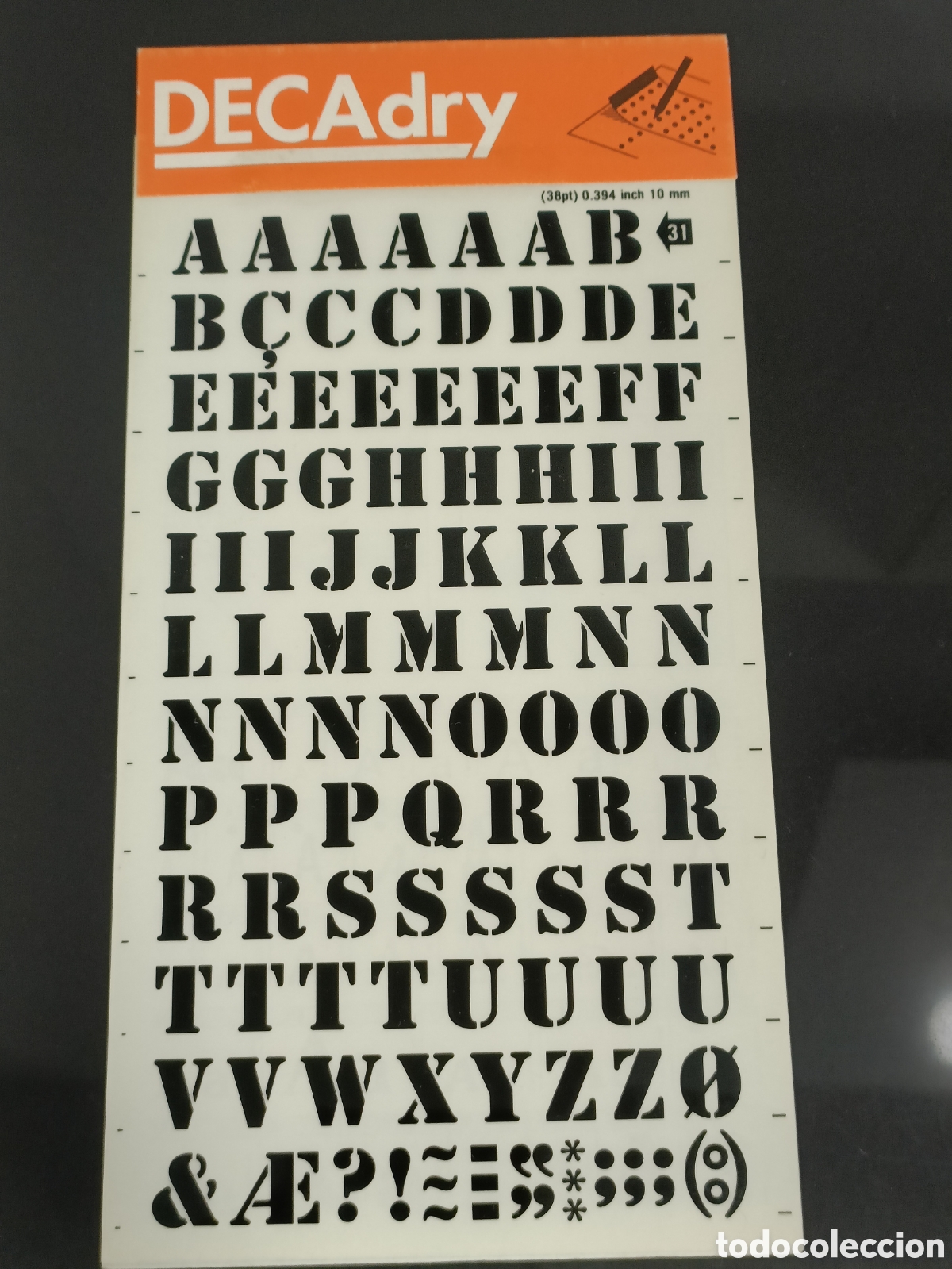 Otros Art&iacute;culos de Coleccionismo en Papel: Vintage letras Decadry Transfers n&uacute;mero 31 / 38pt 10mm