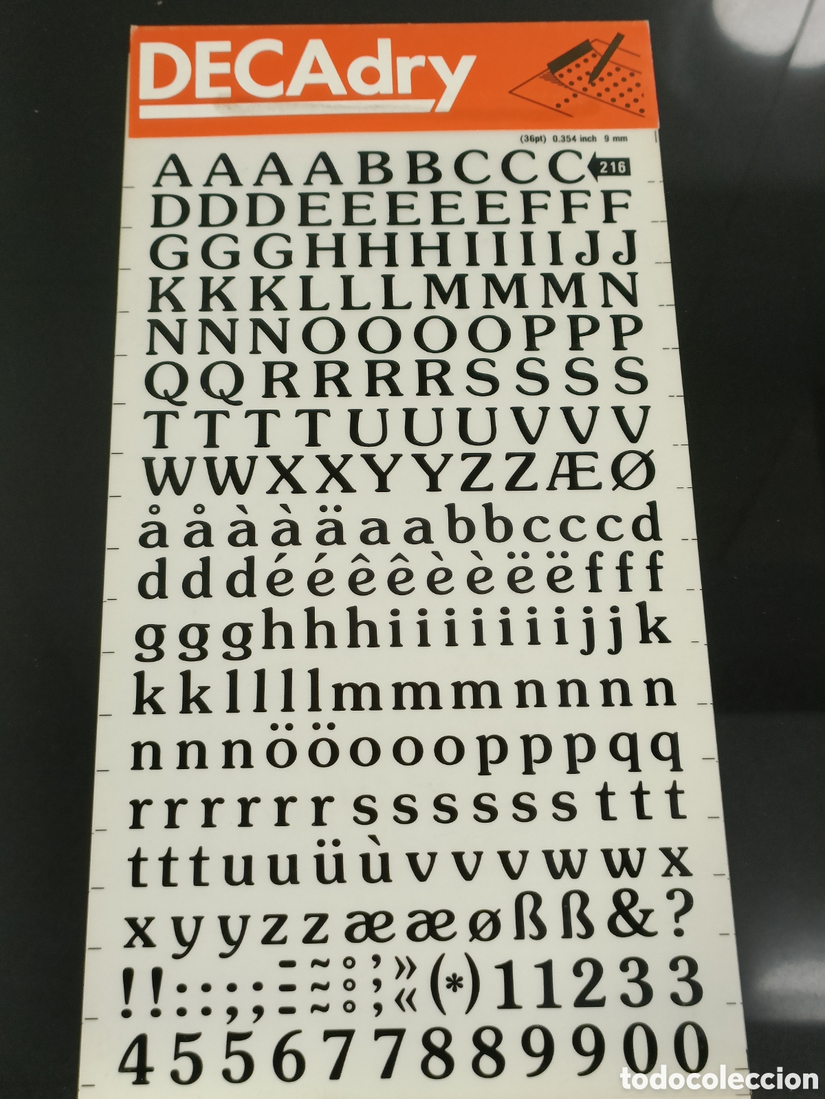 Otros Art&iacute;culos de Coleccionismo en Papel: Vintage letras Decadry Transfers n&uacute;mero 216 / 36pt 9 mm