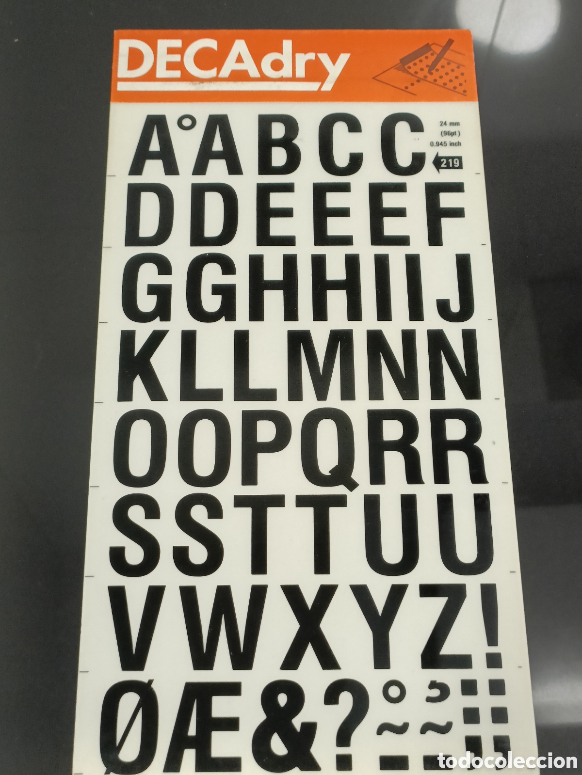 Otros Art&iacute;culos de Coleccionismo en Papel: Vintage letras Decadry Transfers n&uacute;mero 219 / 96pt 24 mm