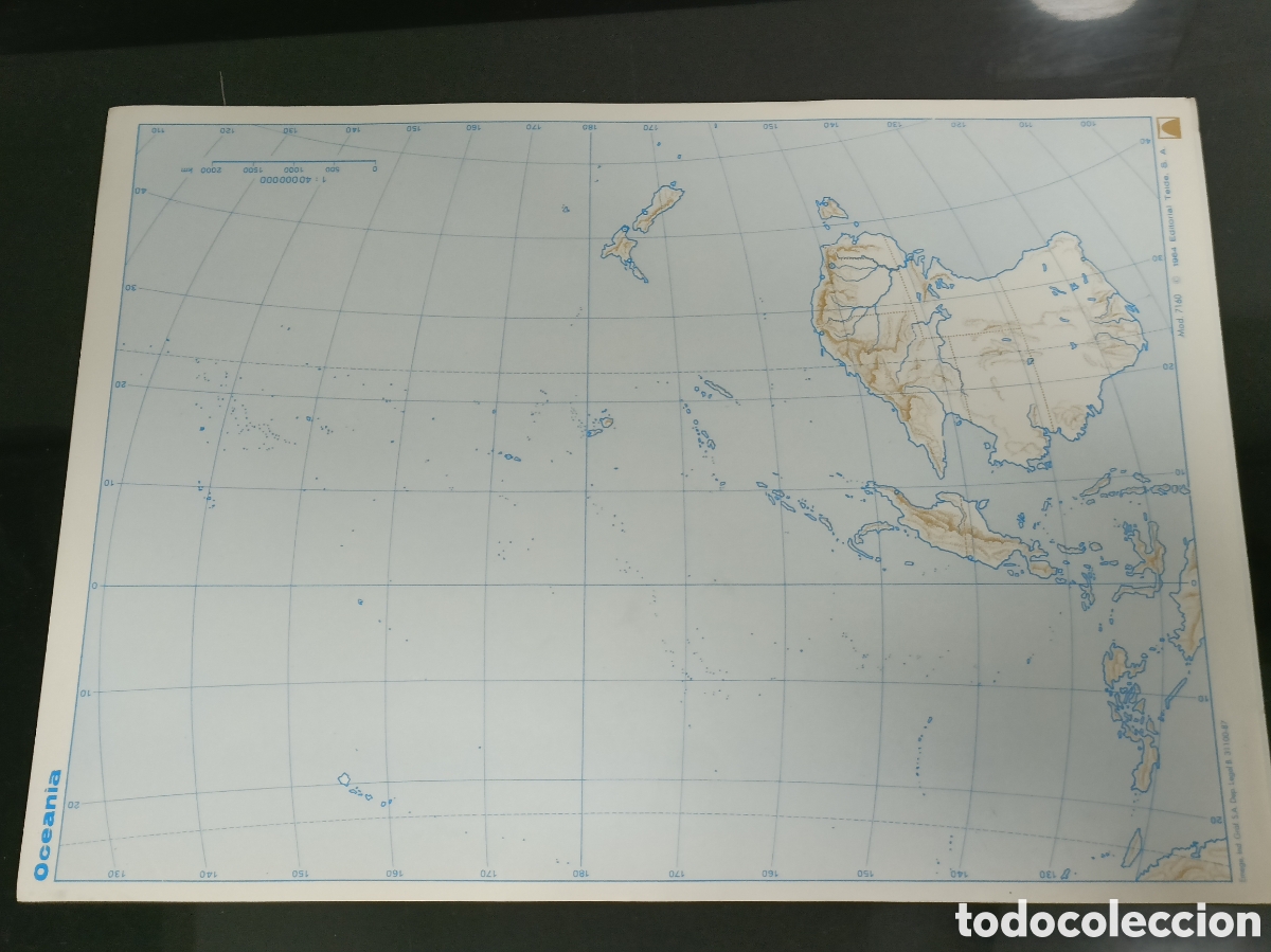 Otros Art&iacute;culos de Coleccionismo en Papel: Vintage 1964 mapa f&iacute;sico Ocean&iacute;a Editorial Teide SA Mod. 7160