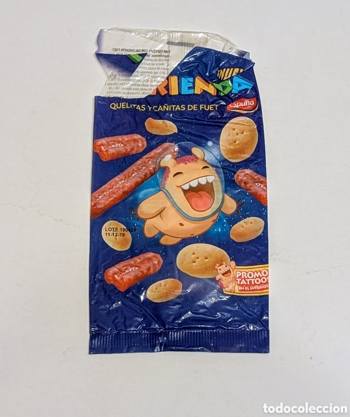 Otros Art&iacute;culos de Coleccionismo en Papel: Envoltorio bolsa vac&iacute;a Quely Merienda. Promoci&oacute;n Tattoos